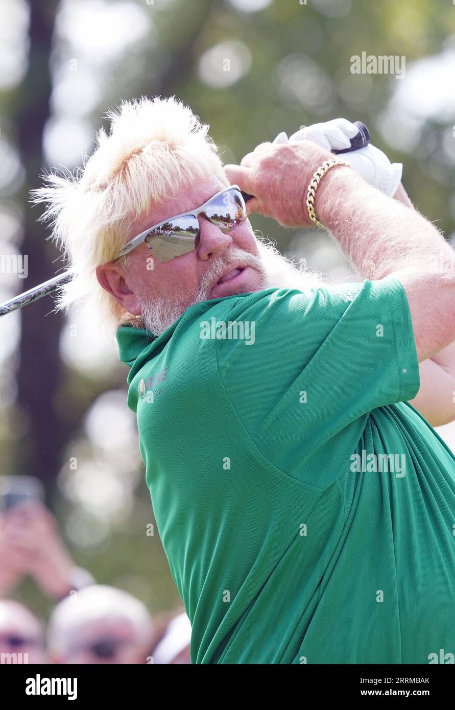 St. Louis, United States. 08th Sep, 2023. Golfer John Daly watches his