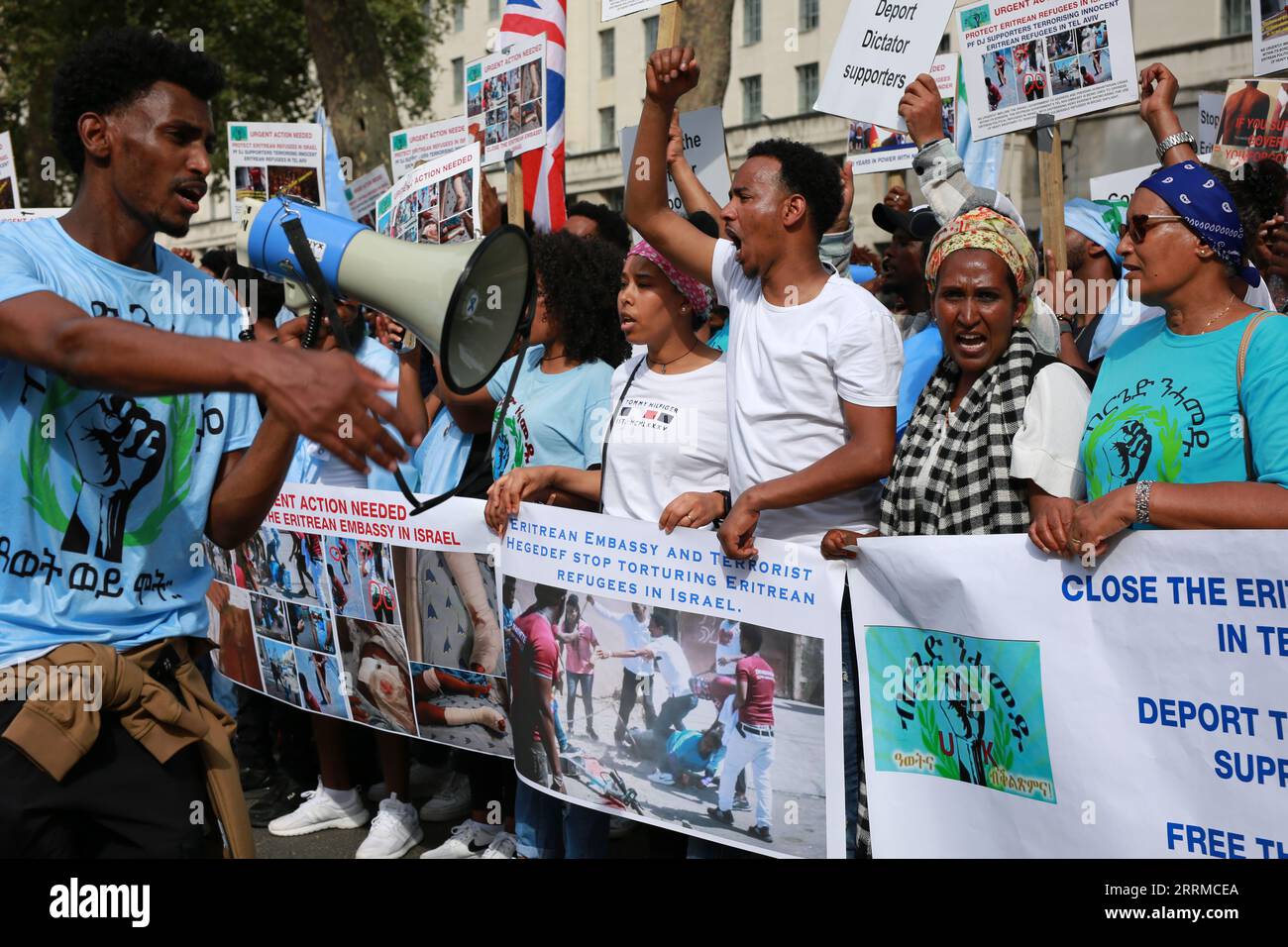 London, UK. 08 September 2023. Eritreans protest outside Downing Street ...