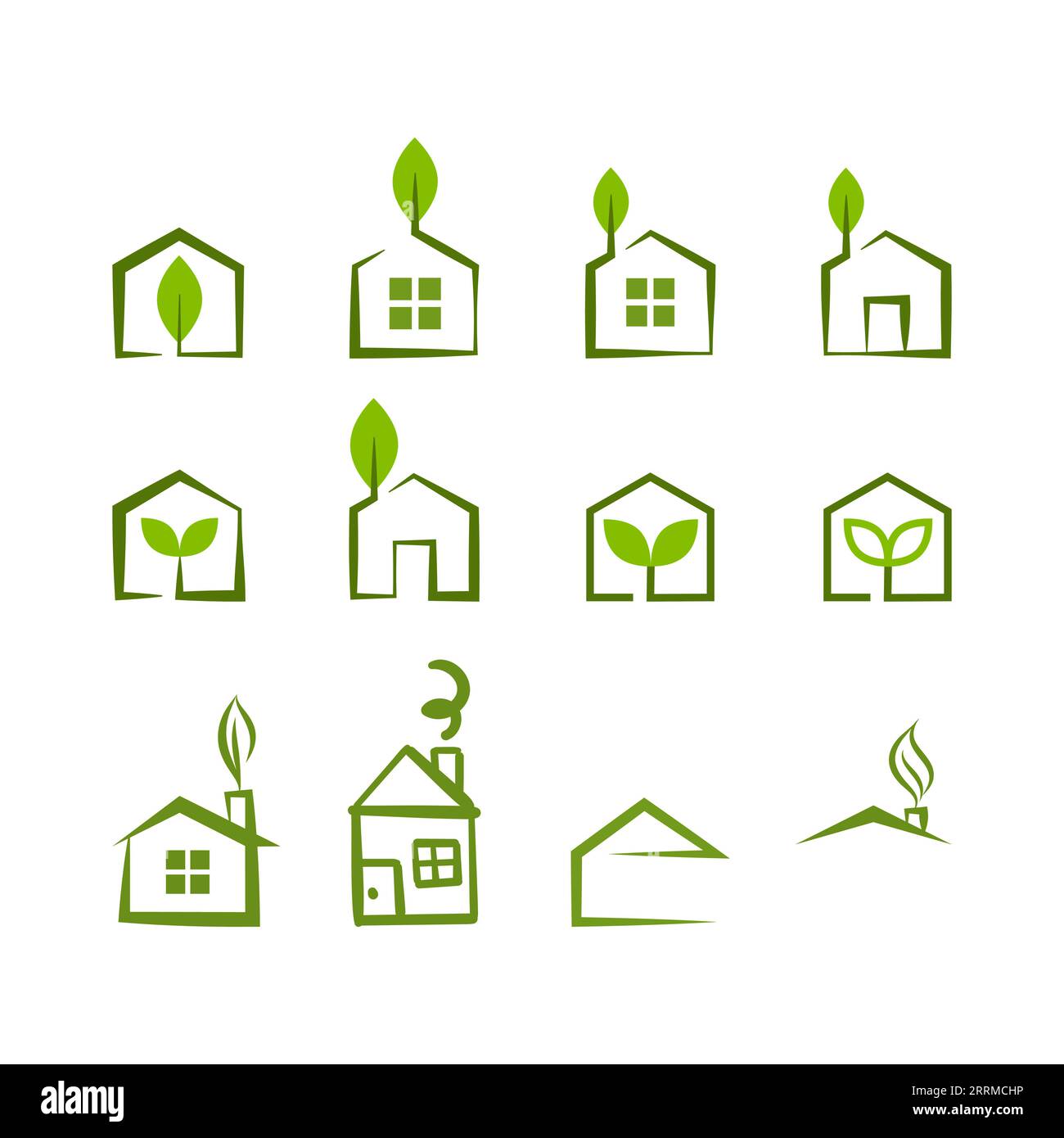 Leaf and green house logo template set or collection Stock Vector Image ...