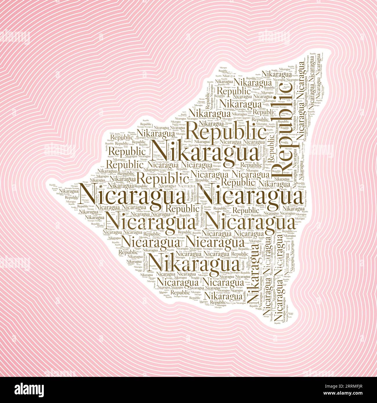 Nicaragua shape formed by country name in multiple languages. Nicaragua ...