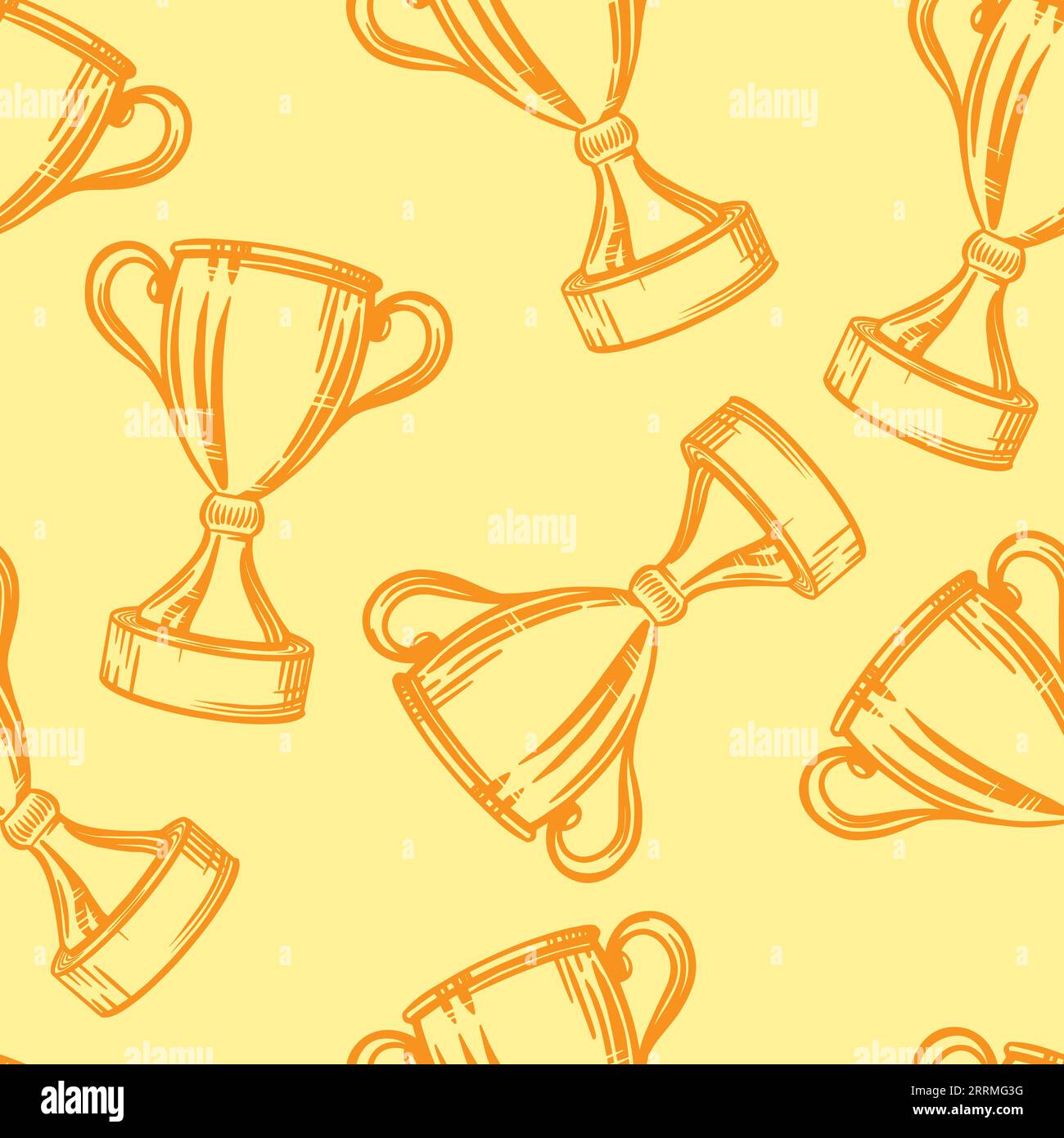 Cup Winner Seamless Pattern Sketch Illustration Orange Yellow Cup Winner Seamless Pattern Sketch Illustration Orange Yellow
