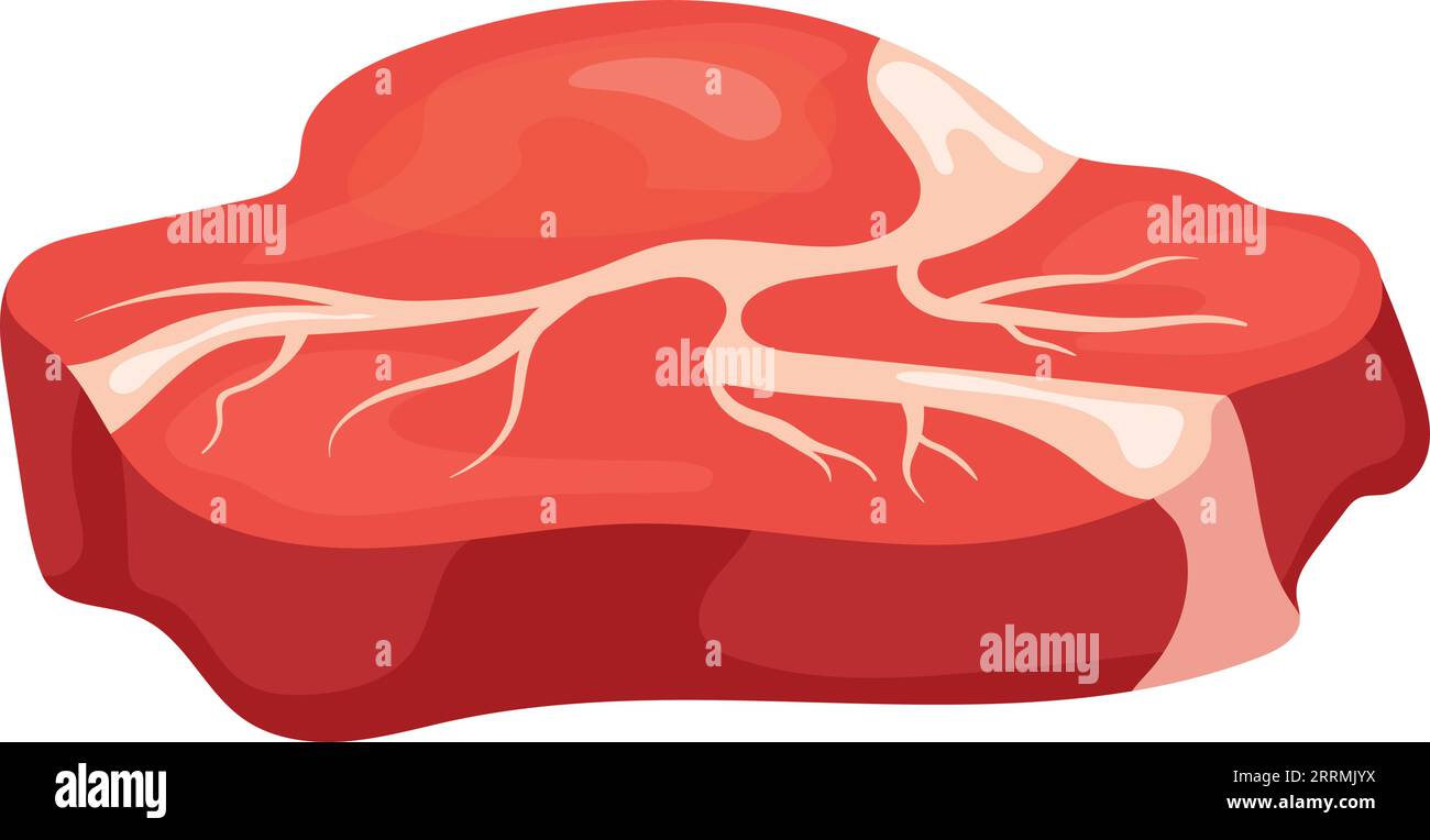 Sirloin steak icon. Cartoon raw beef meat isolated on white background ...