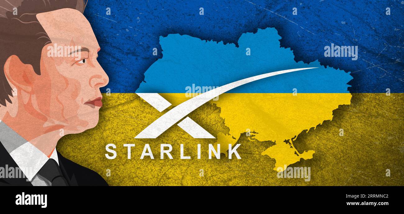 Map Of The Internet 2022 - Map Of Ukraine Is Colored In The Colors Of The Flag Of Ukraine February 27 2022 Elon Musk Activates Starlink Internet Service In Ukraine 2RRMNC2 