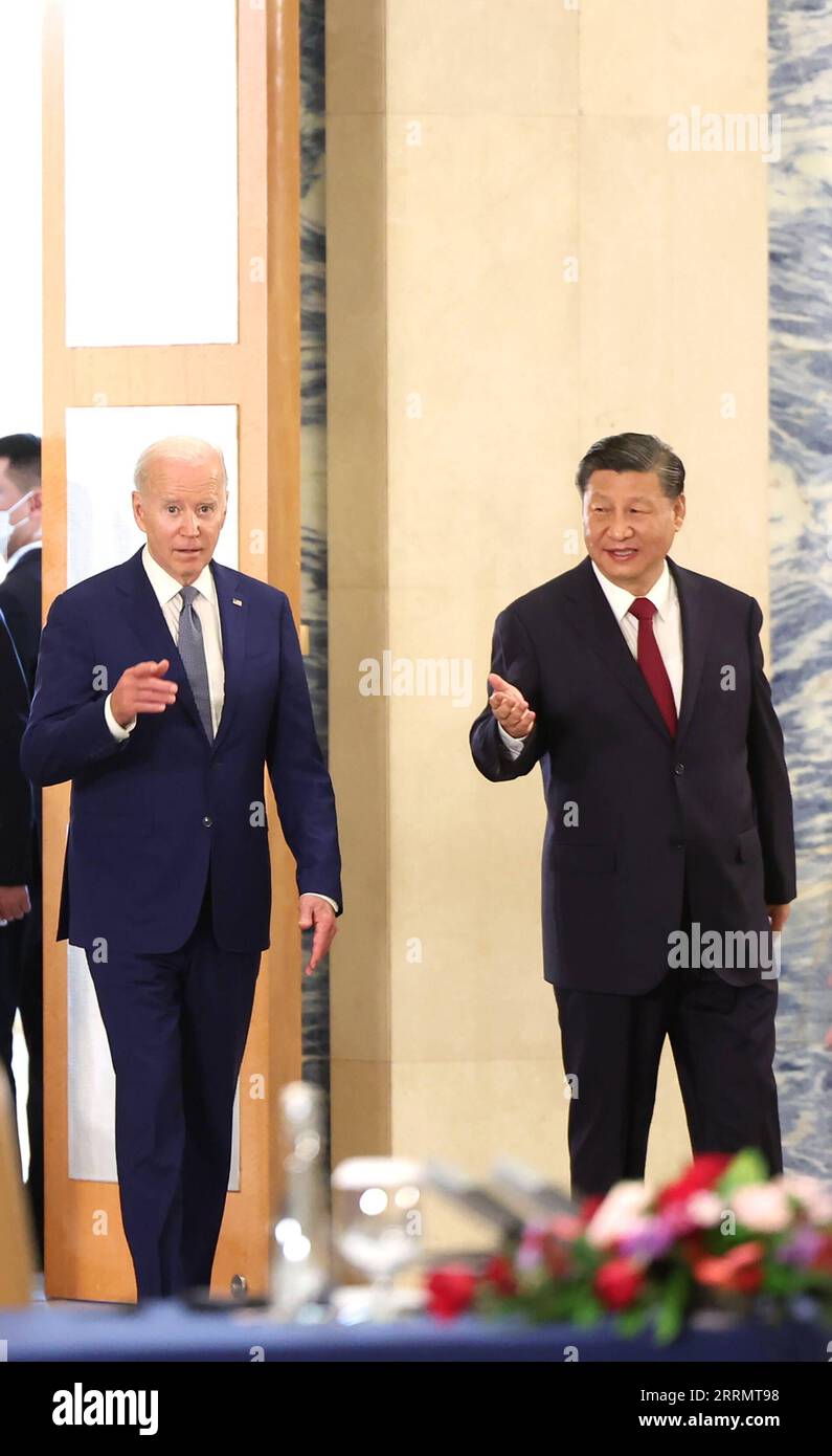 221114 -- BALI, Nov. 14, 2022 -- Chinese President Xi Jinping meets with U.S. President Joe Biden in Bali, Indonesia, Nov. 14, 2022.  INDONESIA-BALI-CHINA-XI JINPING-U.S.-JOE BIDEN-MEETING JuxPeng PUBLICATIONxNOTxINxCHN Stock Photo