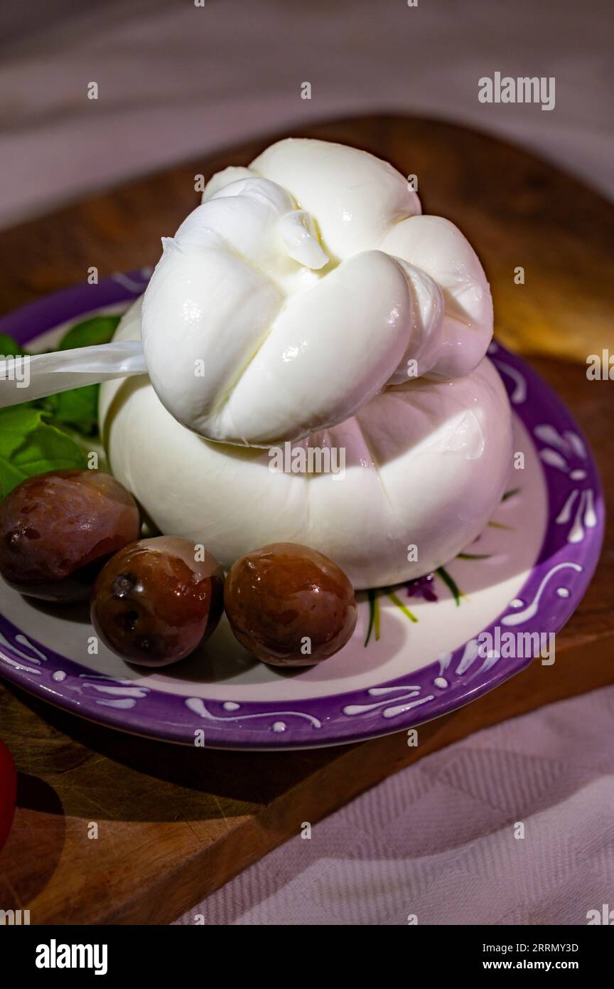 Cheese collection, fresh soft handmade Italian cheese from Puglia