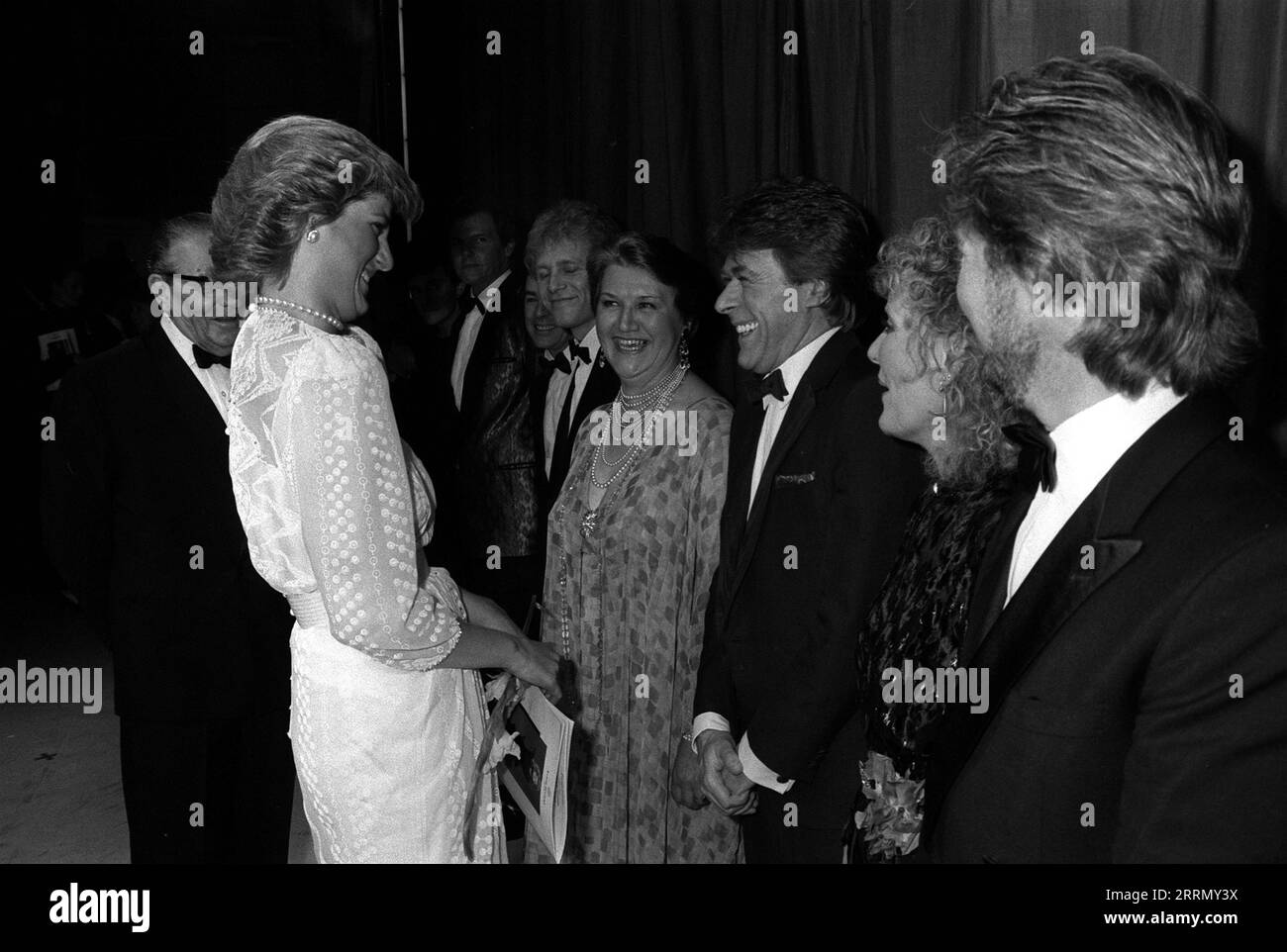 File photo dated 24/6/87 of the then Princess of Wales wearing a gown created by fashion designer Zandra Rhodes greets comedian Mike Yarwood backstage at the London Palladium. Comedian and impersonator Mike Yarwood has died aged 82, the Royal Variety Charity has announced. Issue date: Friday September 8, 2023. Stock Photo