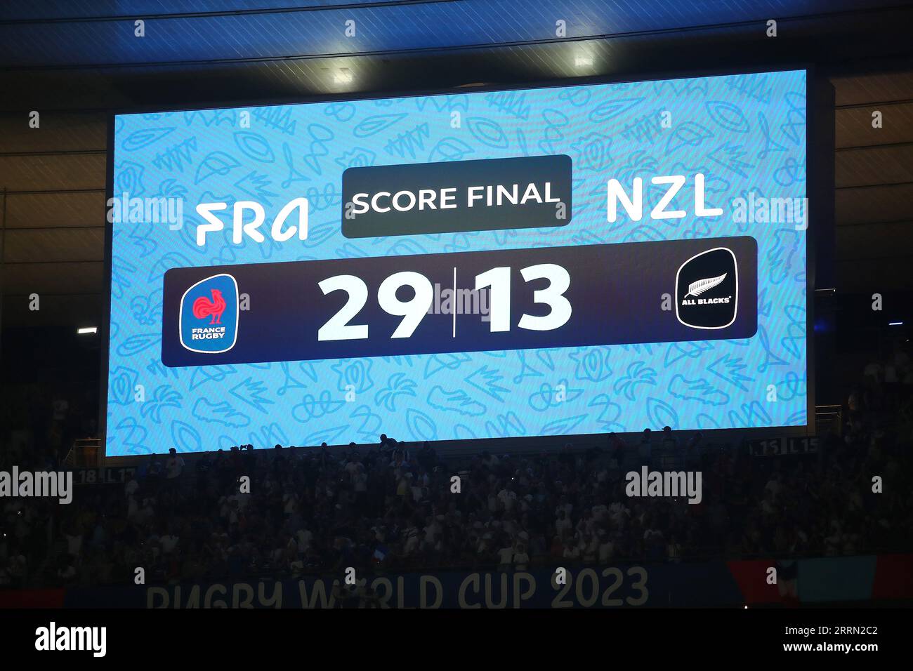 Paris, France. 9th Sep, 2023. The scoreboard shows the final score