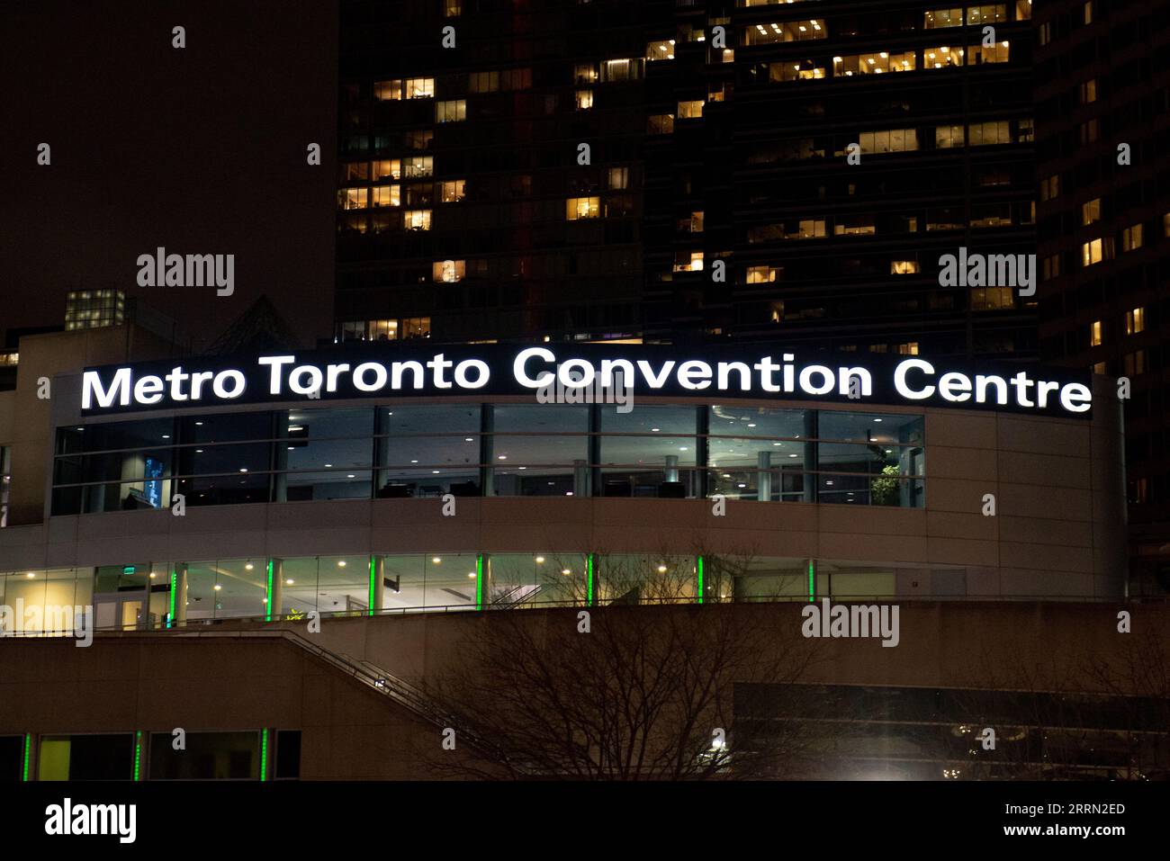 Toronto, ON, Canada - December 17, 2022:  View at Metro Toronto Convention Centre sign in Toronto Downtown Stock Photo
