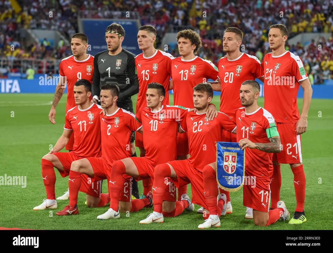 Moscow, Russia - June 27, 2018. Team photo of Serbia national football team before FIFA World Cup 2018 match Serbia vs Brazil (0-2) Stock Photo