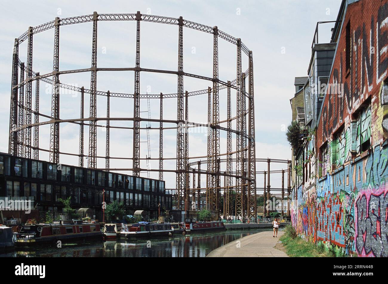 Bethnal Green Gasholder Station by the Regent's Canal, East London UK ...