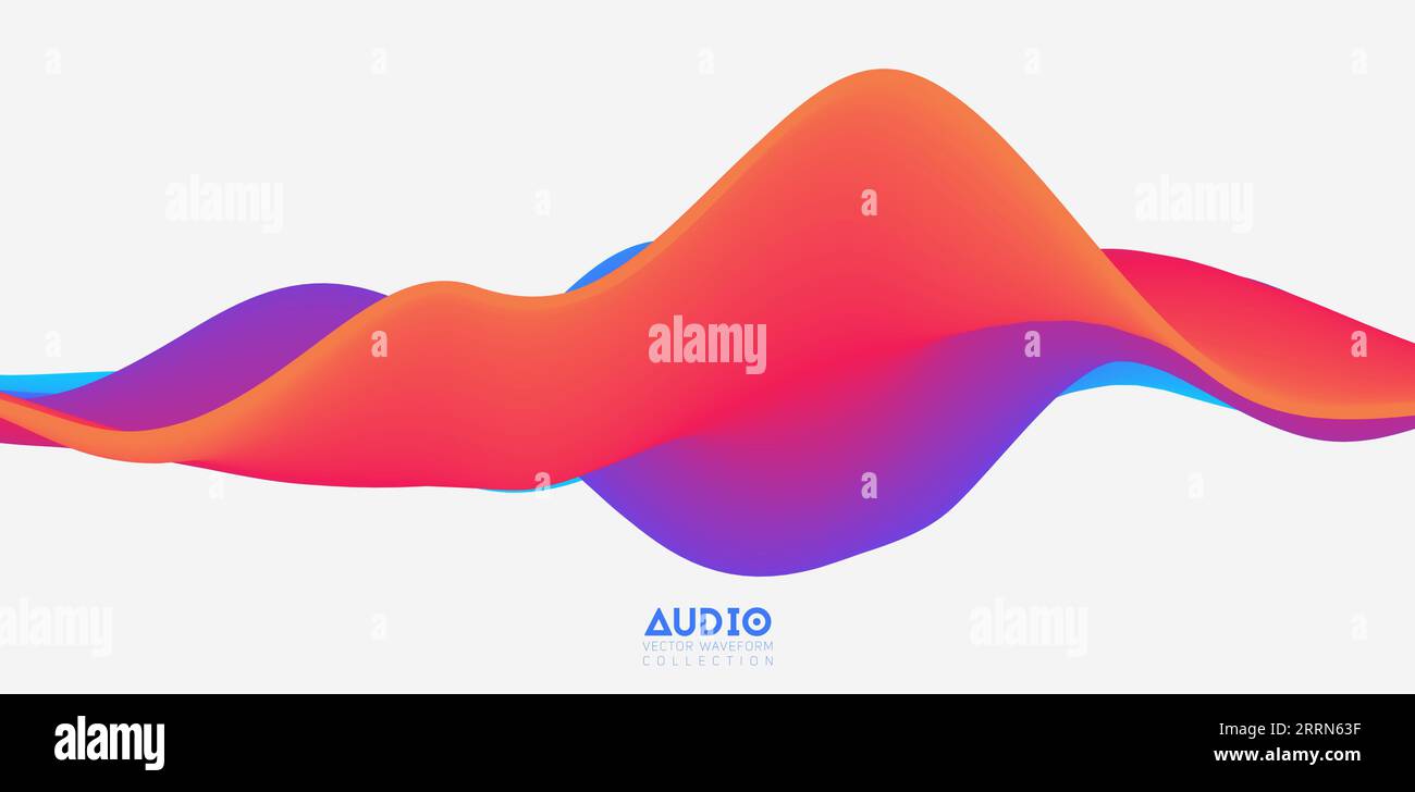 Sound wave visualiztion. 3D colorful solid waveform. Voice sample ...