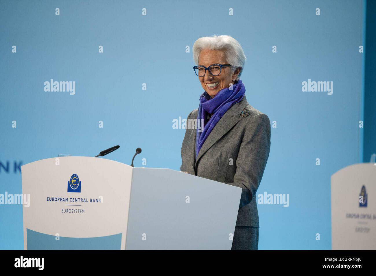 221215 -- FRANKFURT, Dec. 15, 2022 -- President of the European Central Bank  Christine Lagarde attends a press conference in Frankfurt, Germany, Dec. 15, 2022. The on Thursday raised its key interest rates by 50 basis points bps and explicitly committed to further hikes to tame rampant inflation in the eurozone. /Handout via Xinhua GERMANY-FRANKFURT--INTEREST RATES ECB PUBLICATIONxNOTxINxCHN Stock Photo