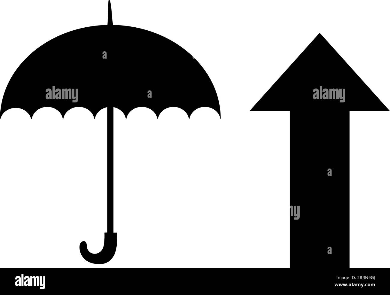 Cargo stamp symbols. Umbrella and arrow up icons isolated on white background Stock Vector