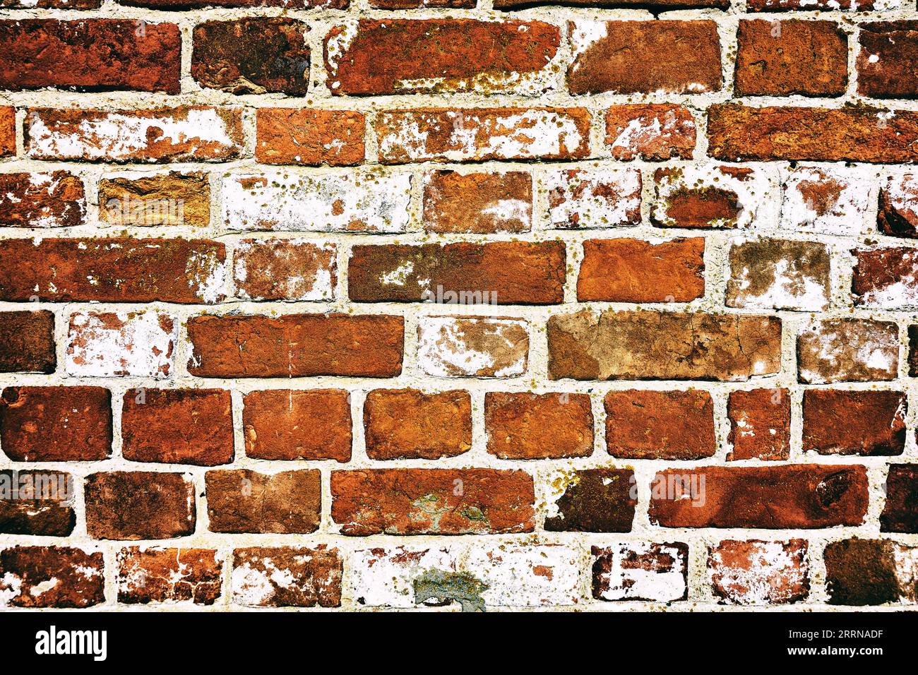 Background of an old red brick wall. Vintage film camera effect added