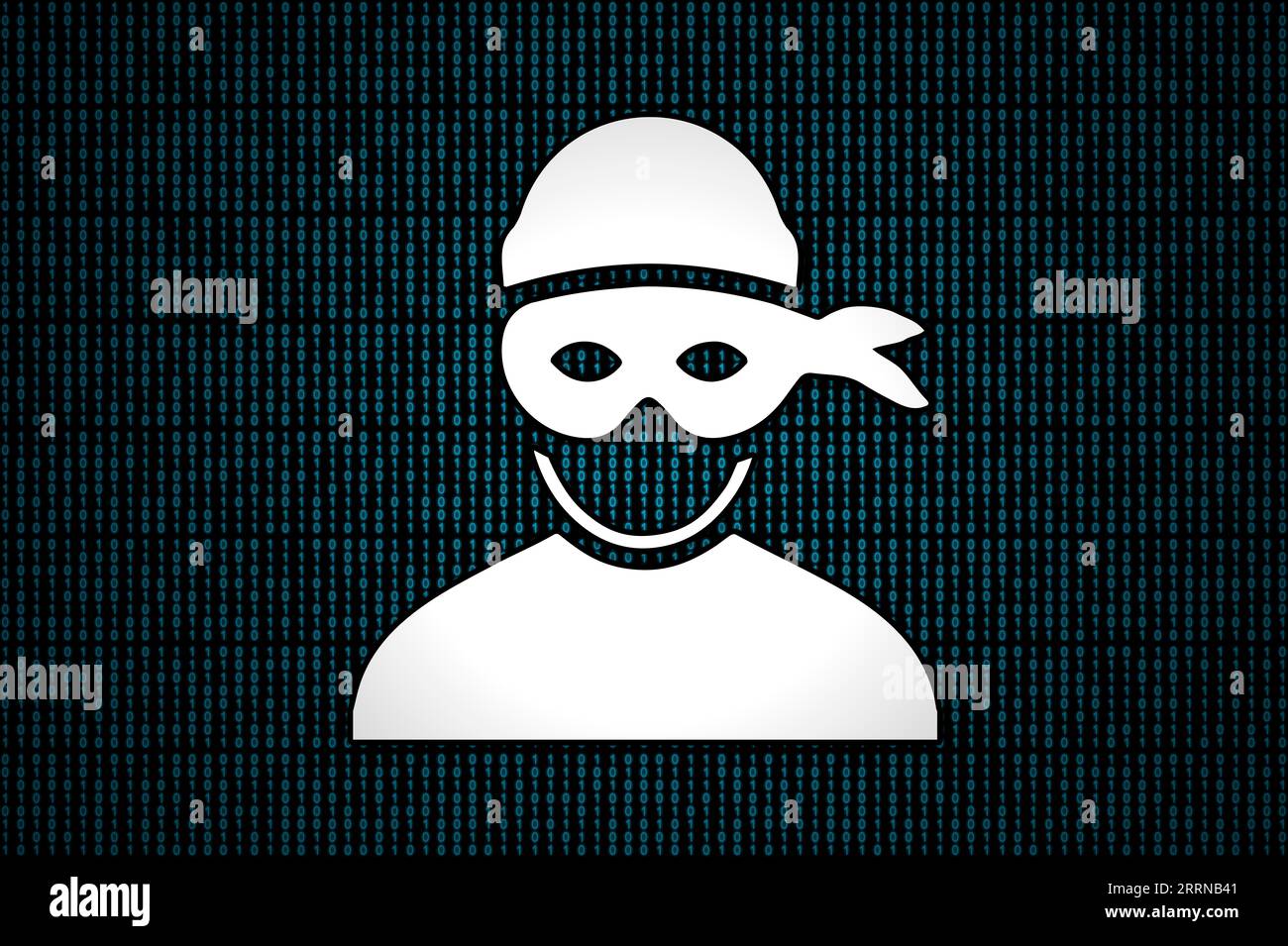 Ransomware on a binary code background. Stock Photo