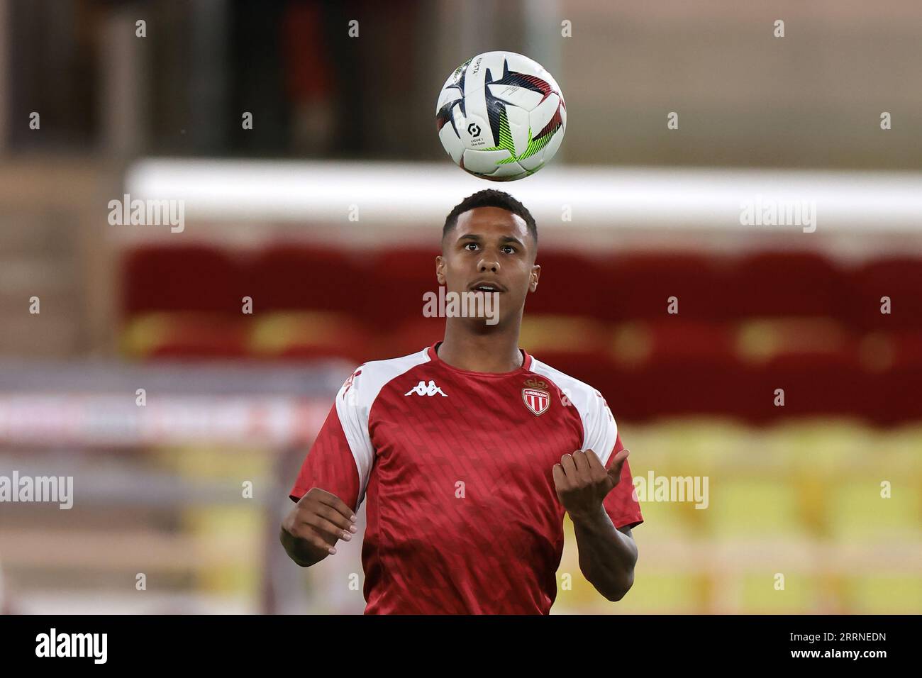 Monaco, Monaco, 2nd September 2023. Ismail Jakobs of AS Monaco during the  warm up prior to