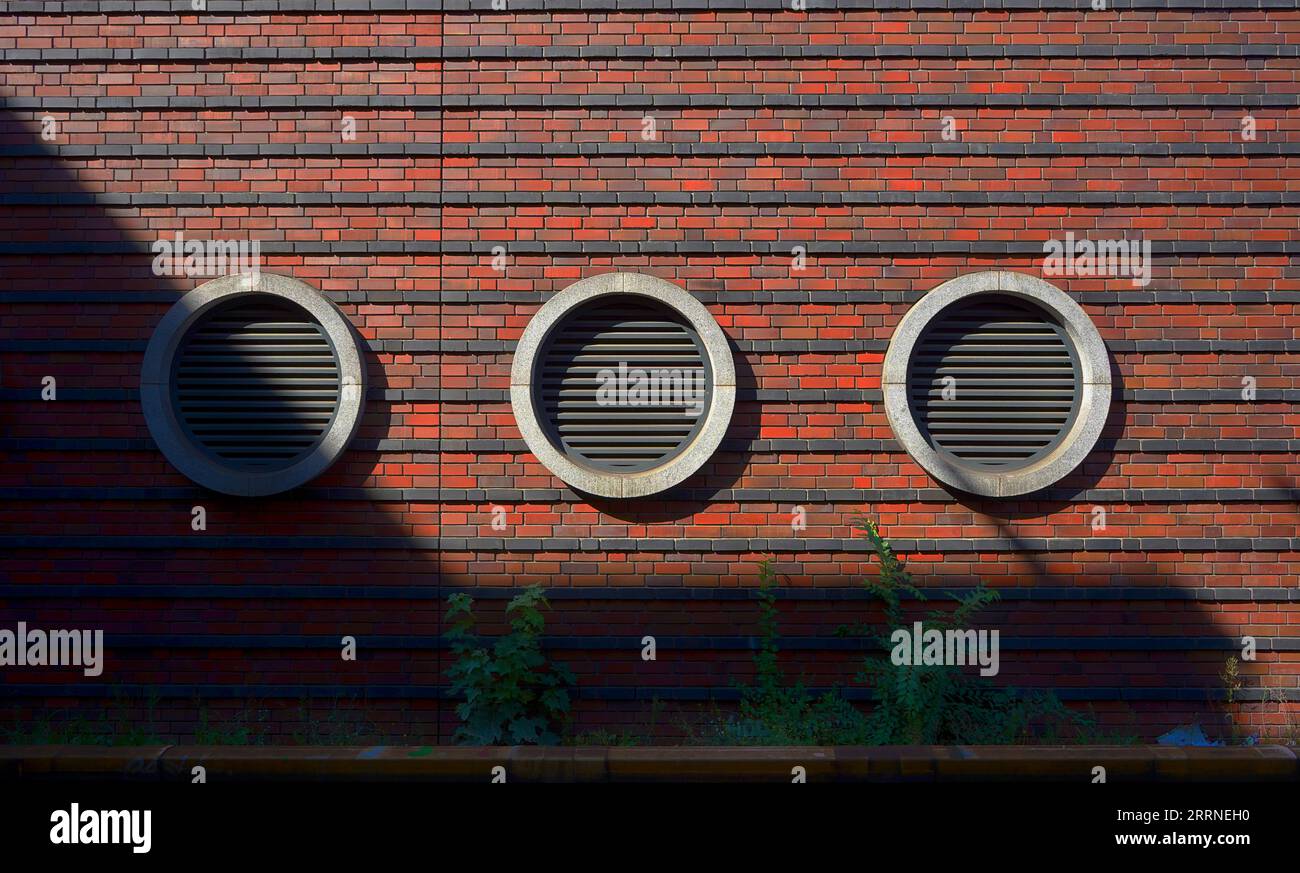 Two and a Half Pie. Air Vents of a building in a train station in Berlin Germany Stock Photo