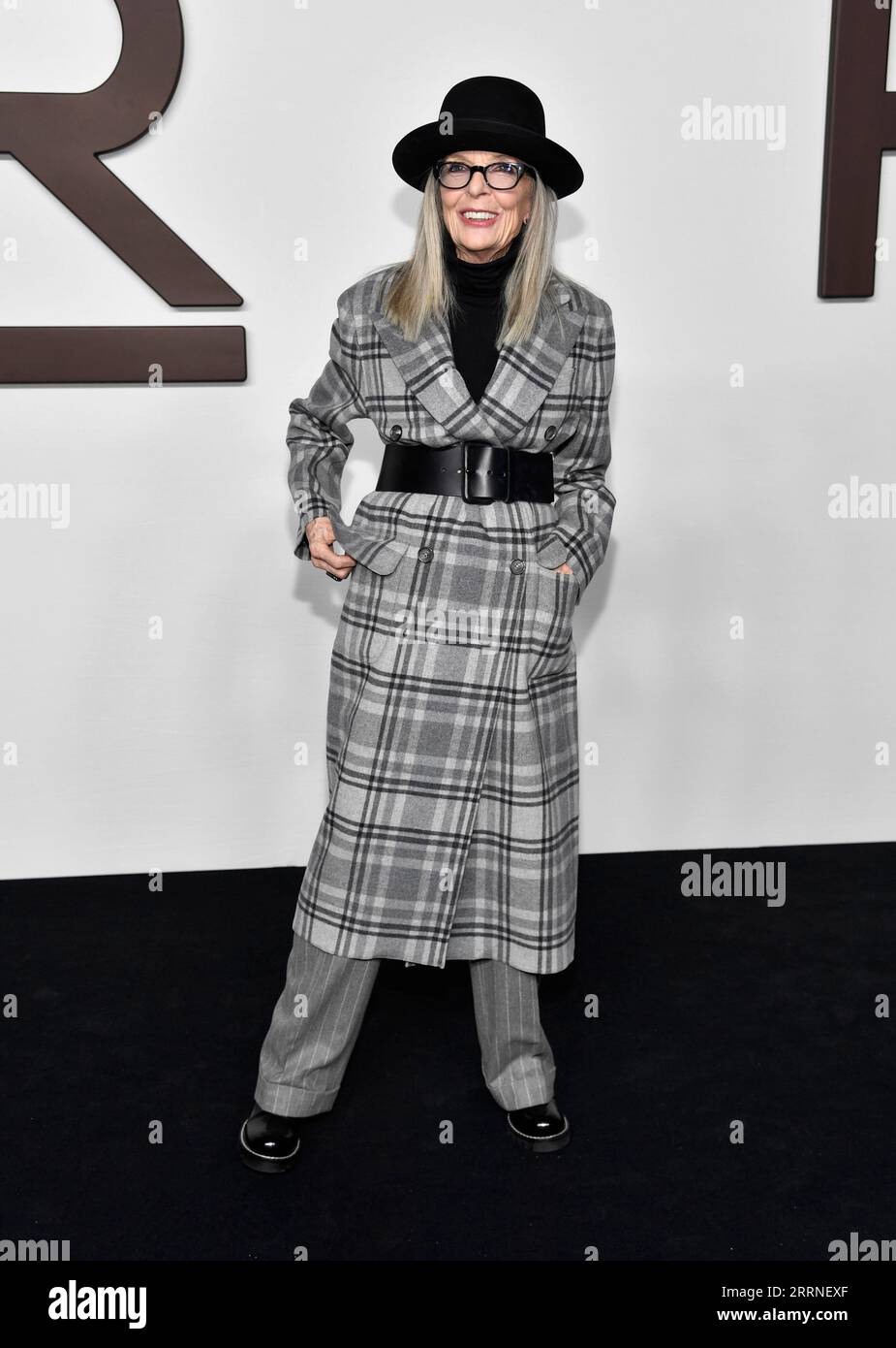 Diane Keaton arrives at the Ralph Lauren Spring/Summer 2024 fashion