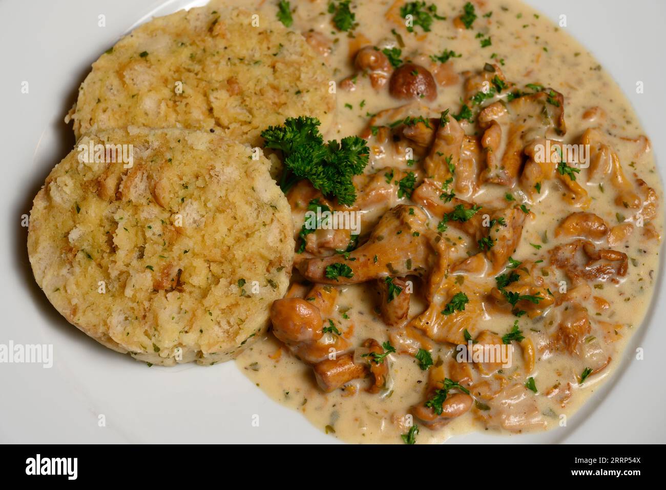 Chanterelles a la Creme and Bread Dumpling or Eierschwammerl Sauce mit