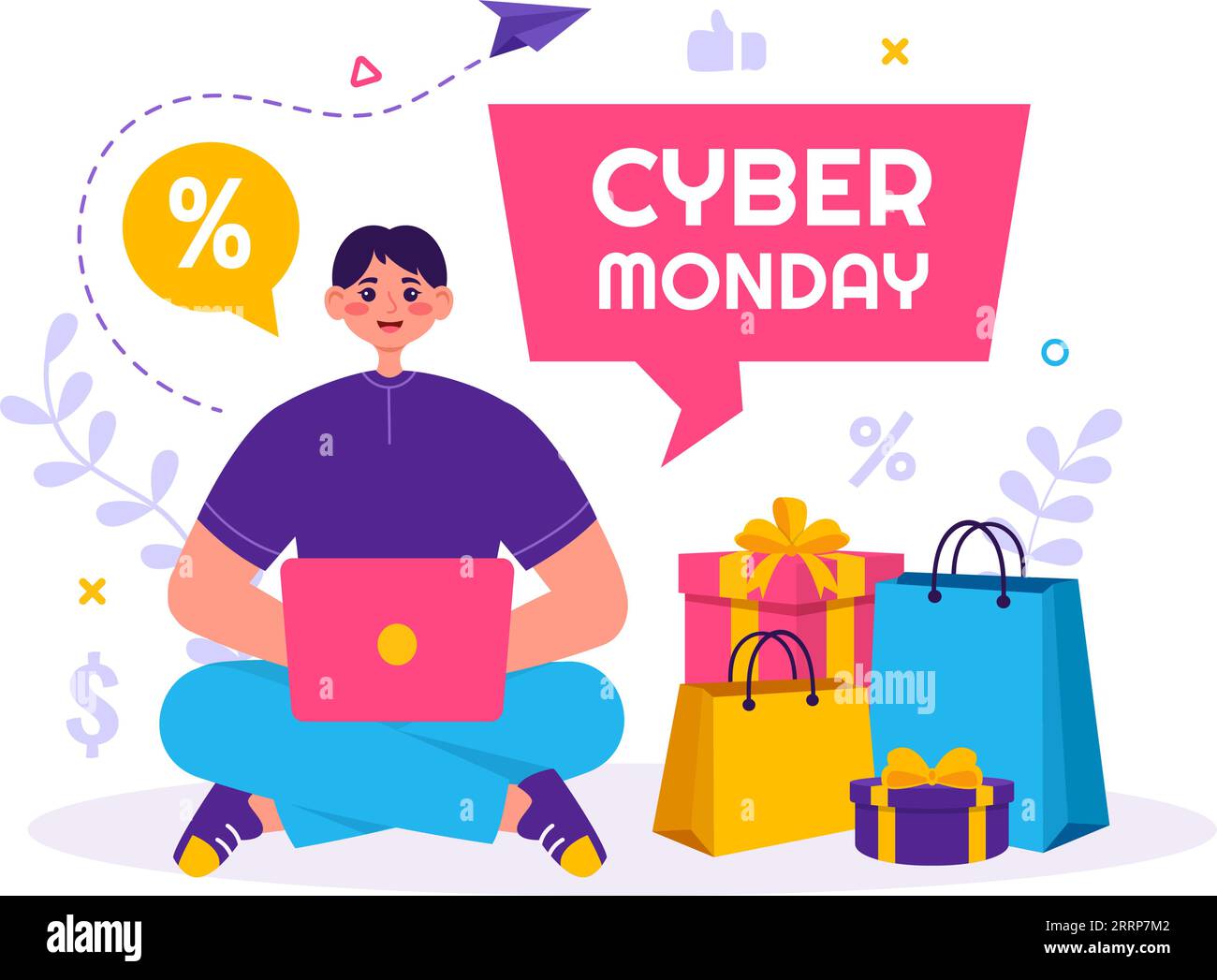 Cyber Monday Event Vector Illustration with Super Sale and Big Discount