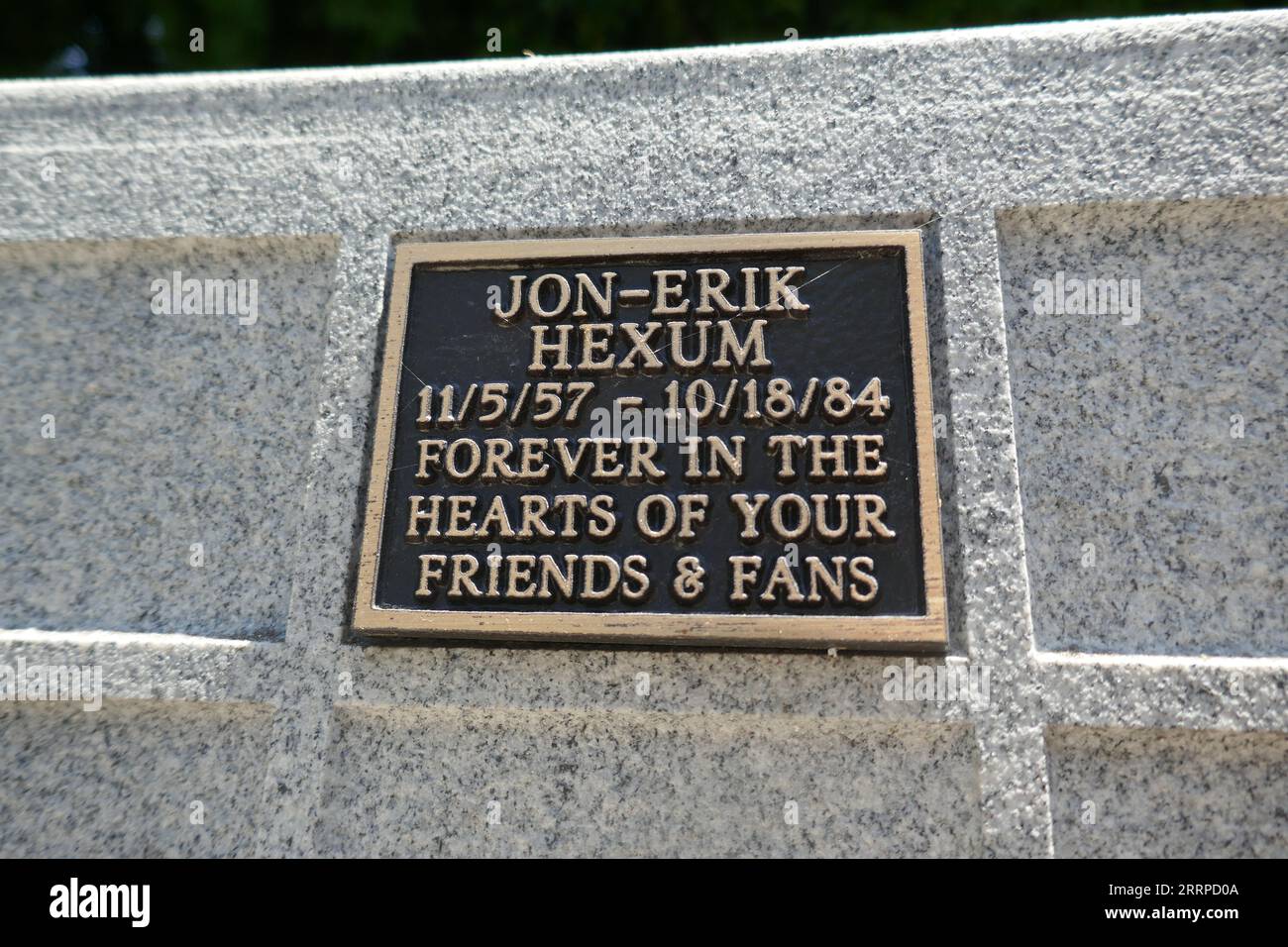 North Hollywood, California, USA 7th September 2023 Actor Jon-Erik Hexum Cenotaph Grave at Valhalla Memorial Park on September 7, 2023 in North Hollywood, California, USA. Photo by Barry King/Alamy Stock Photo Stock Photo