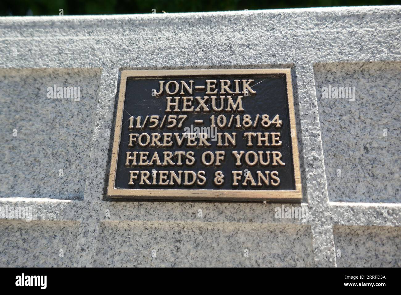 North Hollywood, California, USA 7th September 2023 Actor Jon-Erik Hexum Cenotaph Grave at Valhalla Memorial Park on September 7, 2023 in North Hollywood, California, USA. Photo by Barry King/Alamy Stock Photo Stock Photo