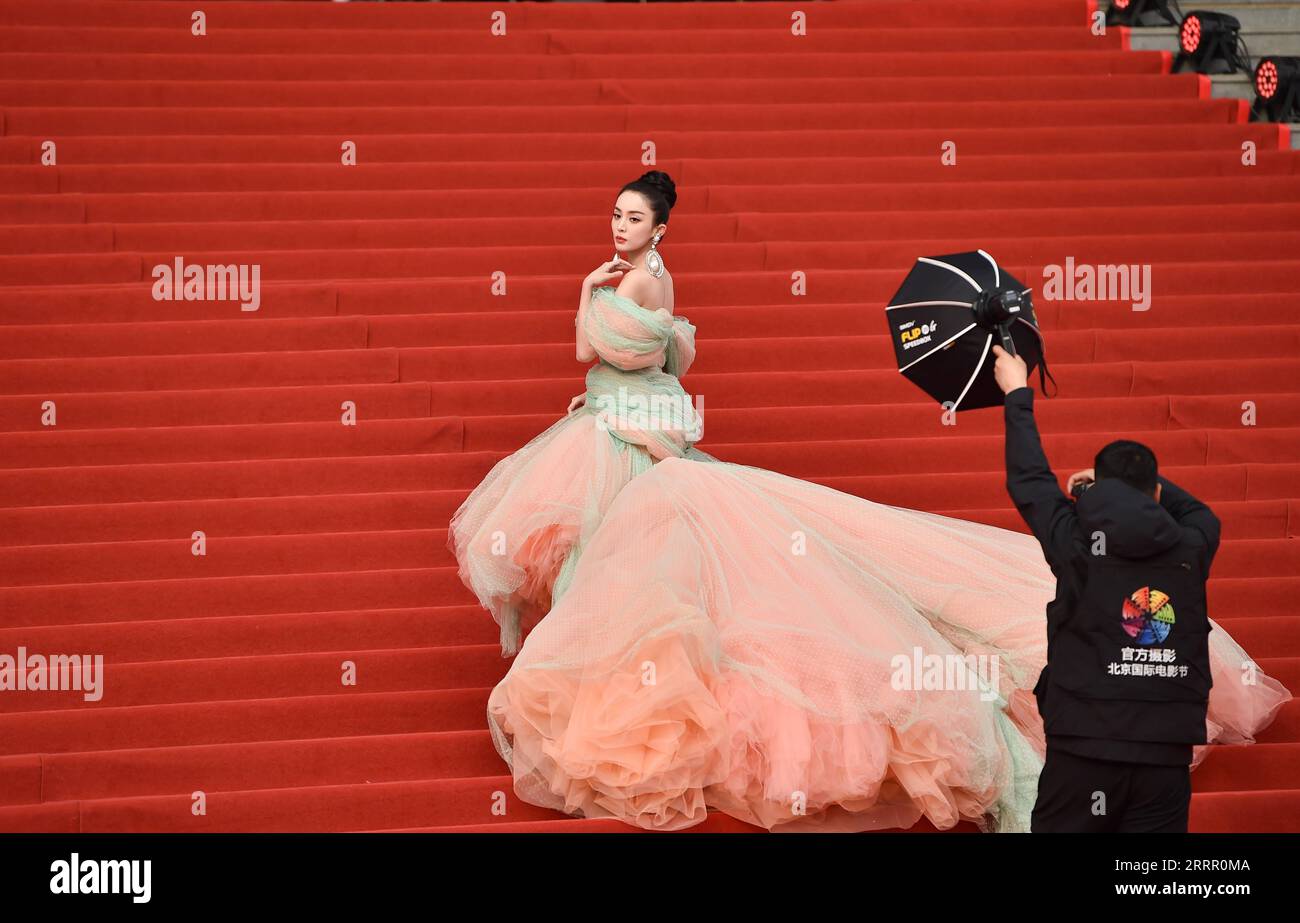 230421 -- BEIJING, April 21, 2023 -- Actress Gulnazar poses for photos on the red carpet of the 13th Beijing International Film Festival in Beijing, capital of China, April 21, 2023.  CHINA-BEIJING-INTERNATIONAL FILM FESTIVAL-RED CARPET CN ChenxZhonghao PUBLICATIONxNOTxINxCHN Stock Photo