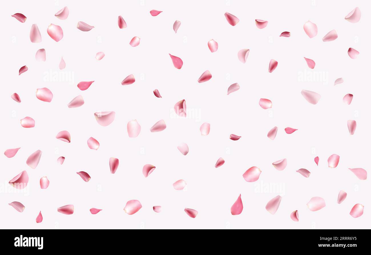 Rose petals falling down background Stock Vector