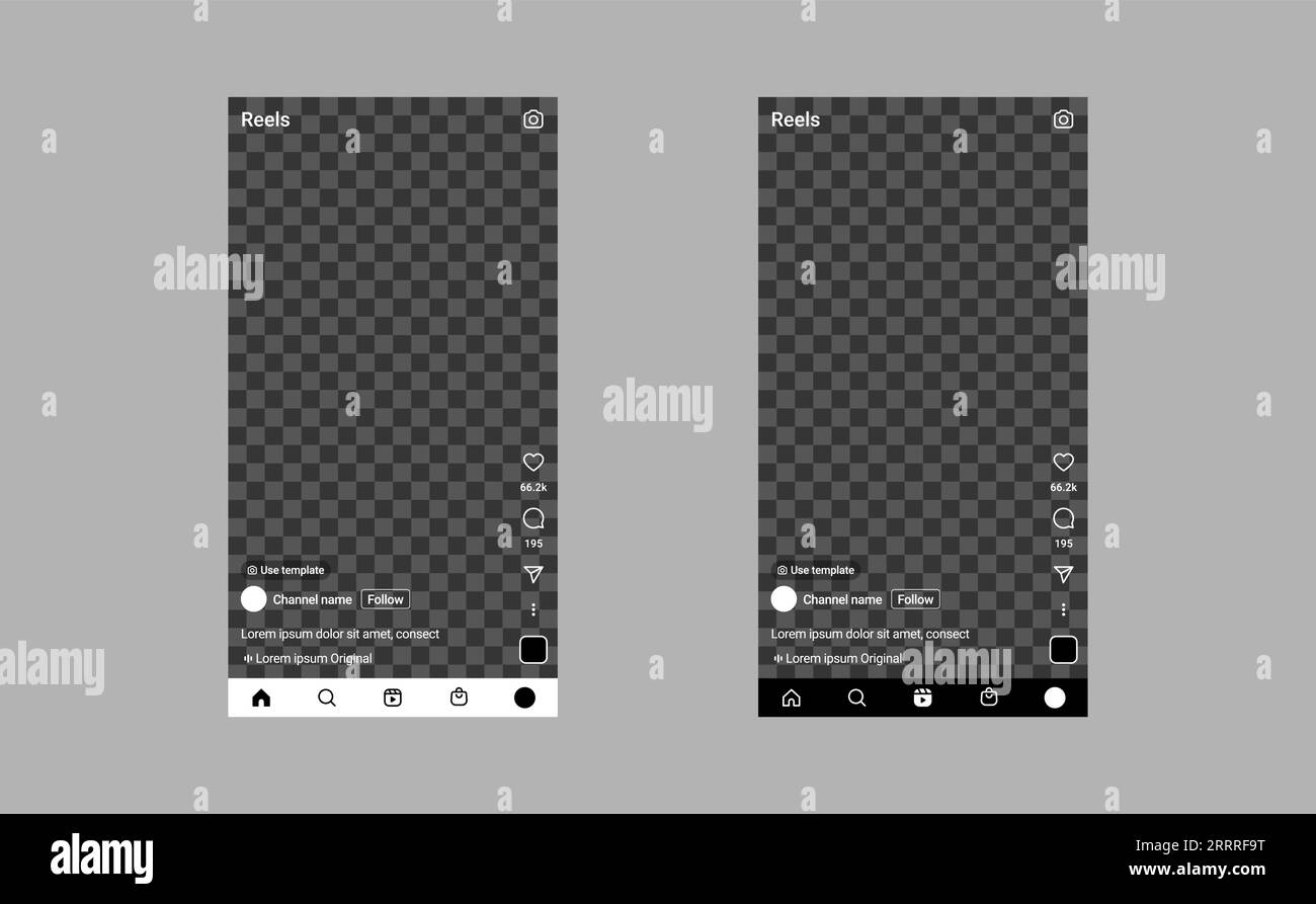 Instagram reels mockup empty screen ui blank template Stock Vector