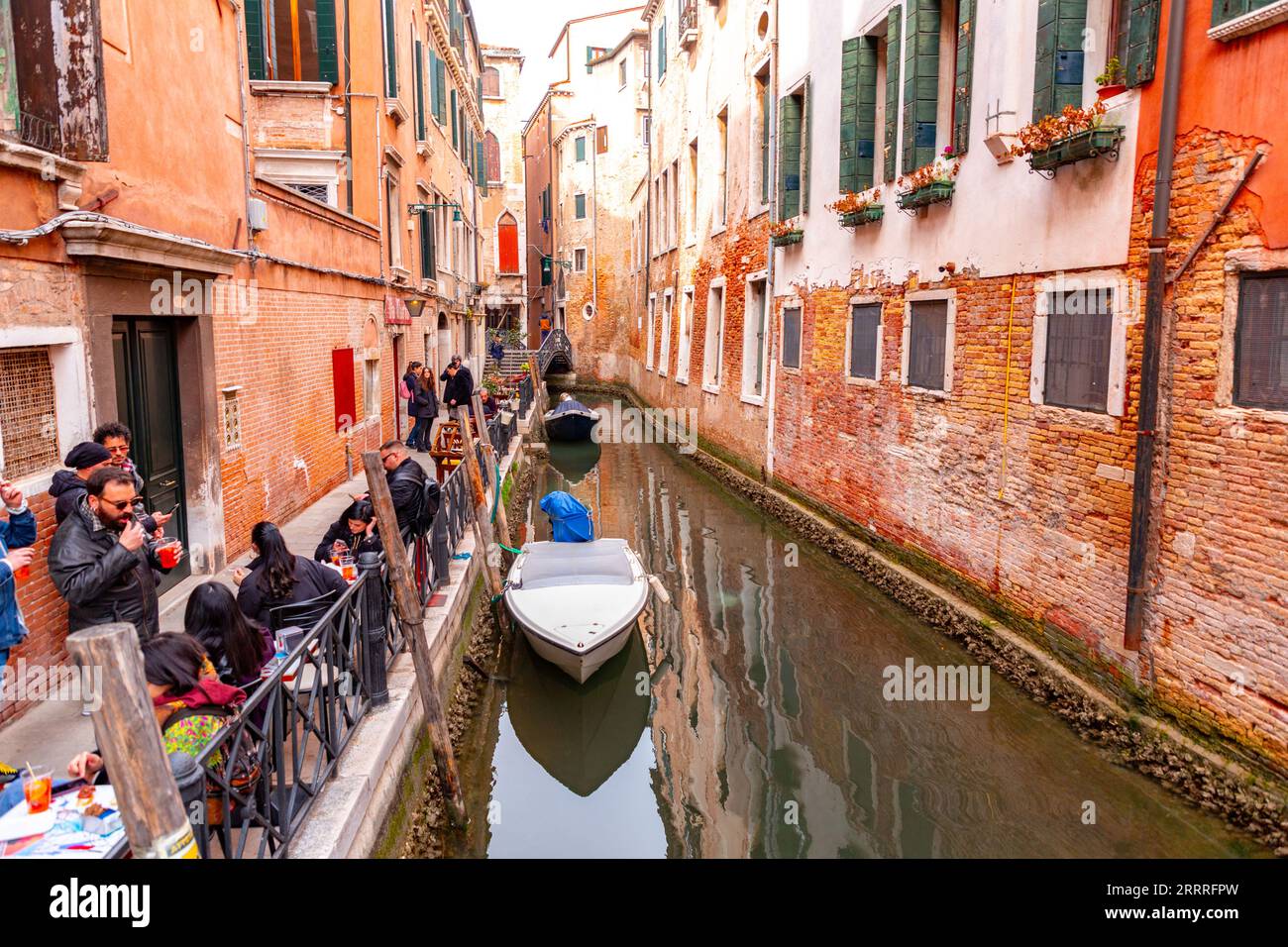 Venice, Italy April 2, 2022 Restaurants and cafes serving Italian