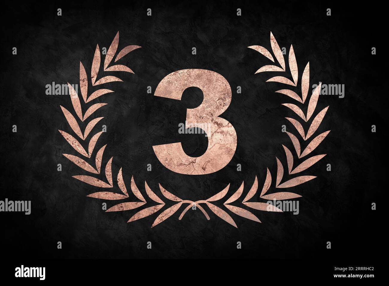 Medal bronze. Winner prize award hanging with red blue color ribbon on