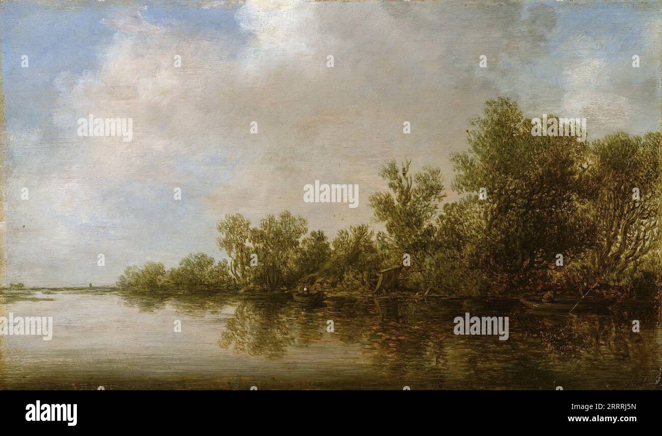 Jan van Goyen (1596-1656) - River landscape with willow trees  1621. Stock Photo