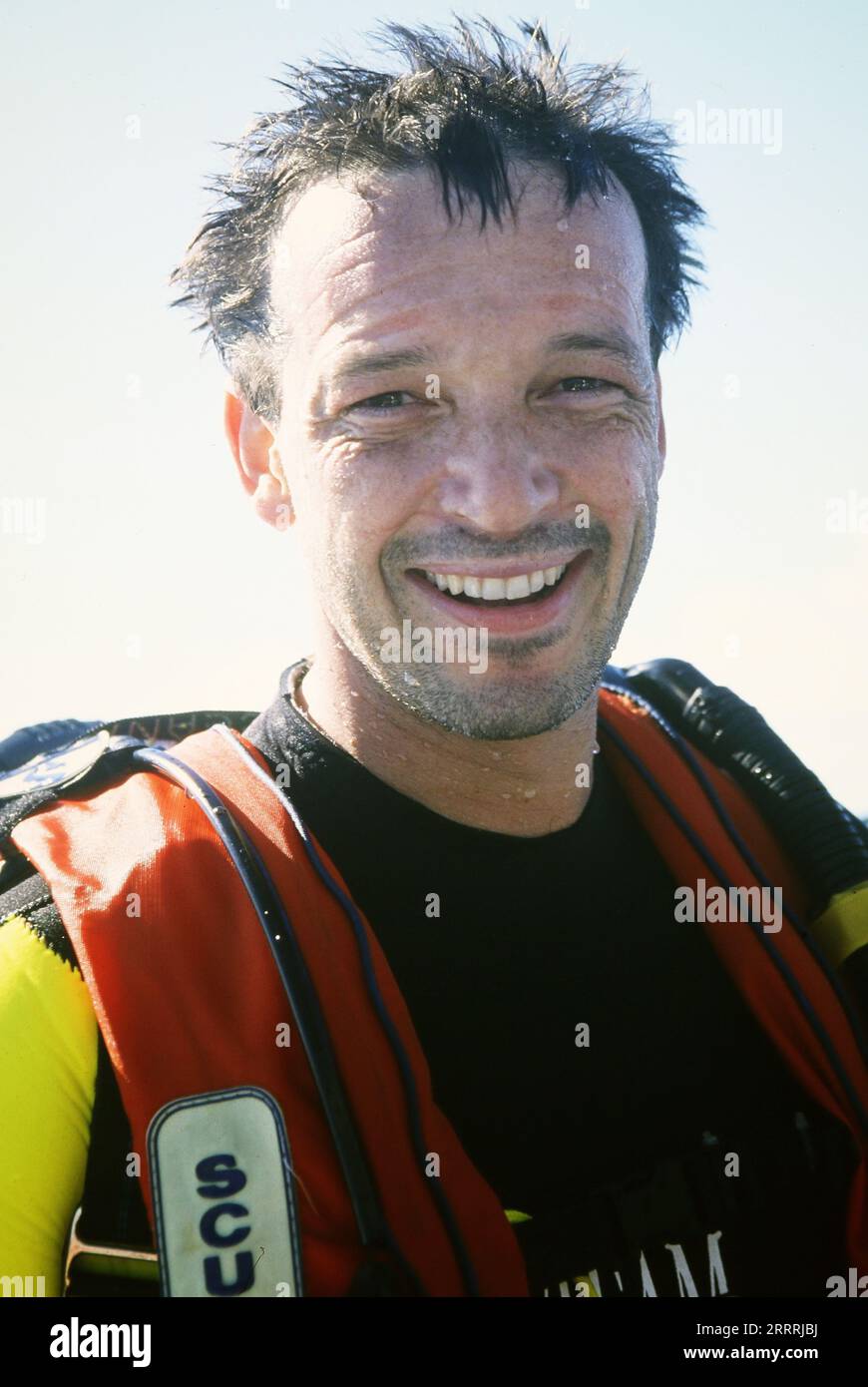 Michael Roll, deutscher Schauspieler und Synchronsprecher, als begeisterter Taucher im Urlaub auf Kuba 1999. Stock Photo