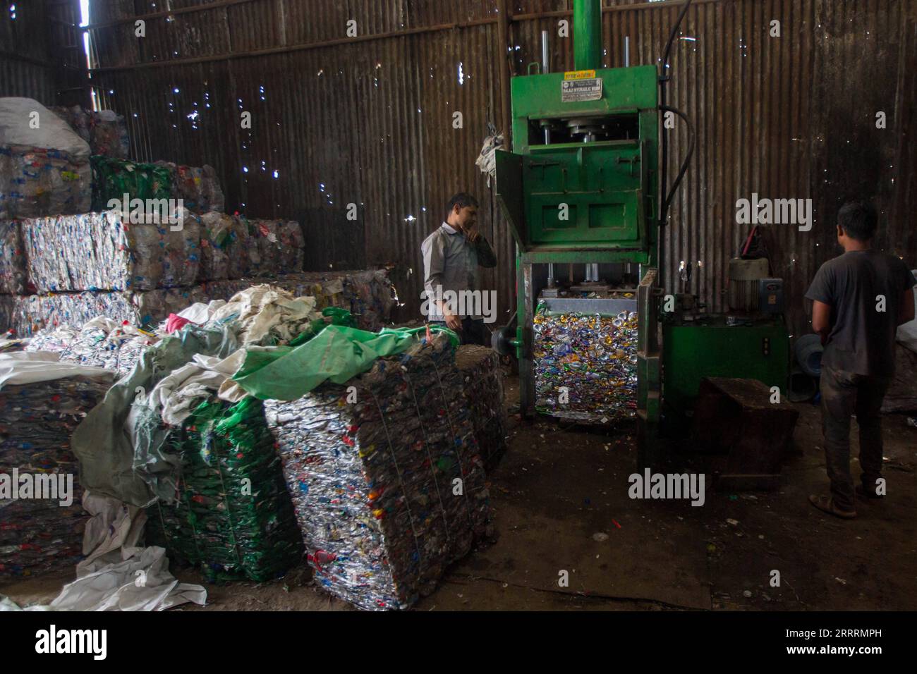 230605 KATHMANDU, June 5, 2023 Collected plastic waste is bundled