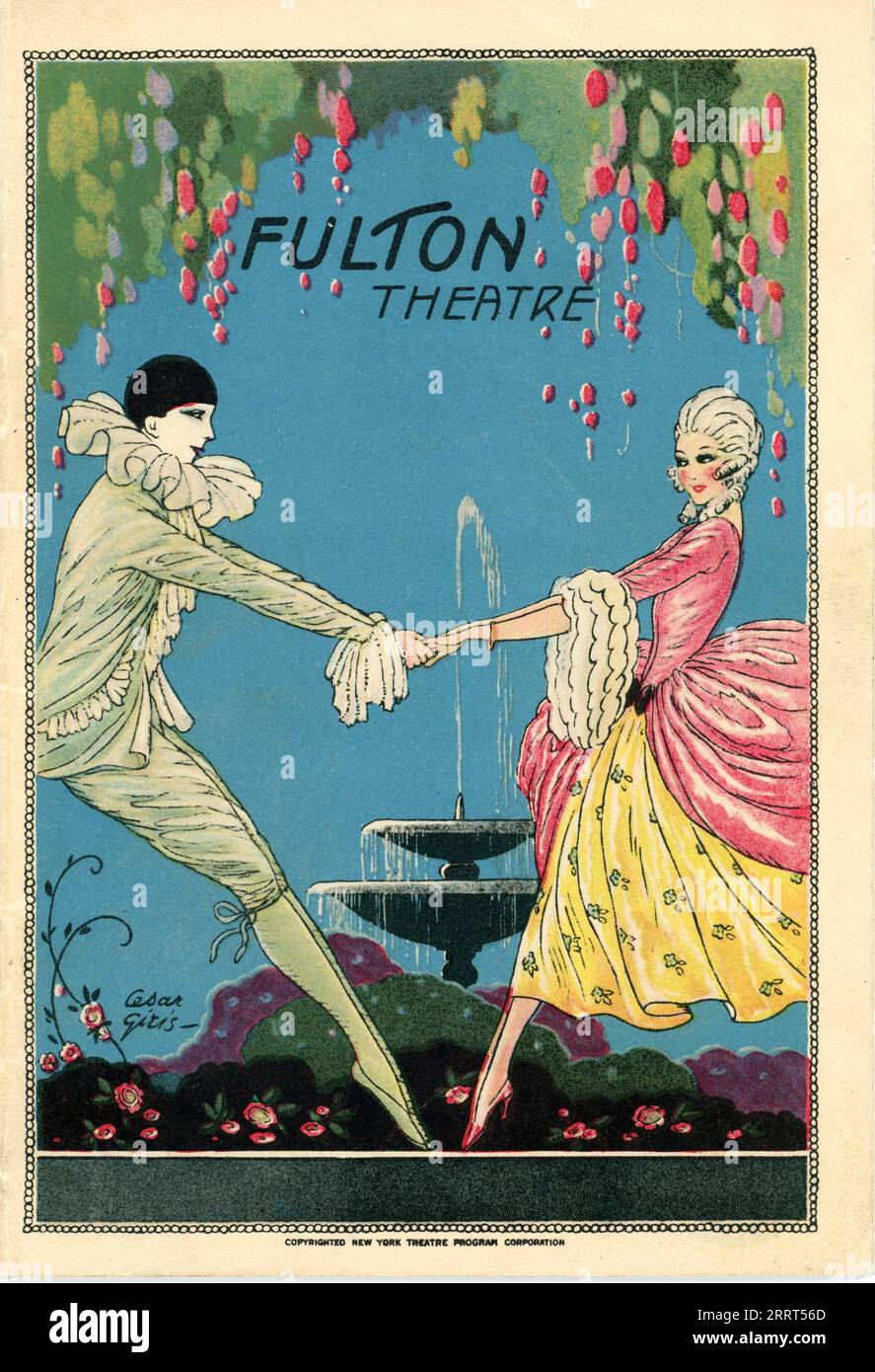 Front Cover of Programme for week beginning Monday April 2nd 1928 for BELA LUGOSI EDWARD VAN SLOAN BERNARD JUKES DOROTHY PETERSON NEDDA HARRIGAN and HELEN MACK in the original US stage production of DRACULA The Vampire Play dramatized by Hamilton Deane and John Balderston from the novel by Bram Stoker produced by Horace Liveright at the Fulton Theatre , 46th Street just West of Broadway where it opened on October 5th 1927 and closed in May 1928 after 261 performances Stock Photo