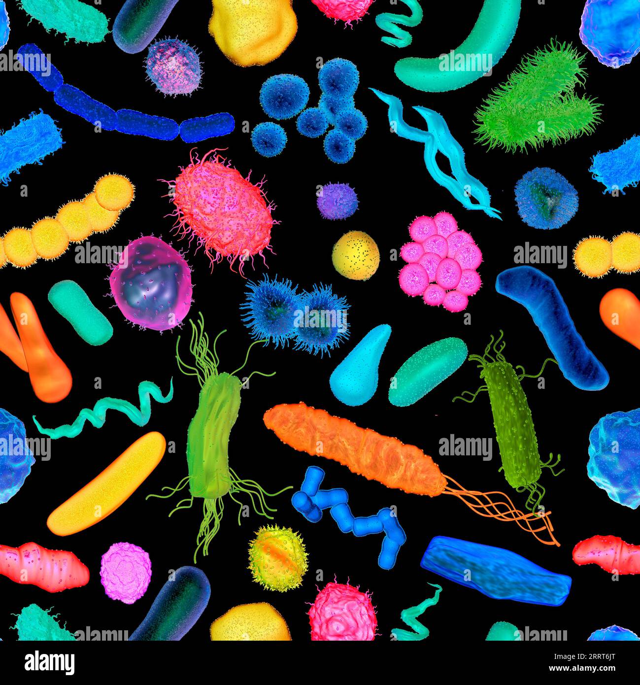 Various bacteria, illustration Stock Photo