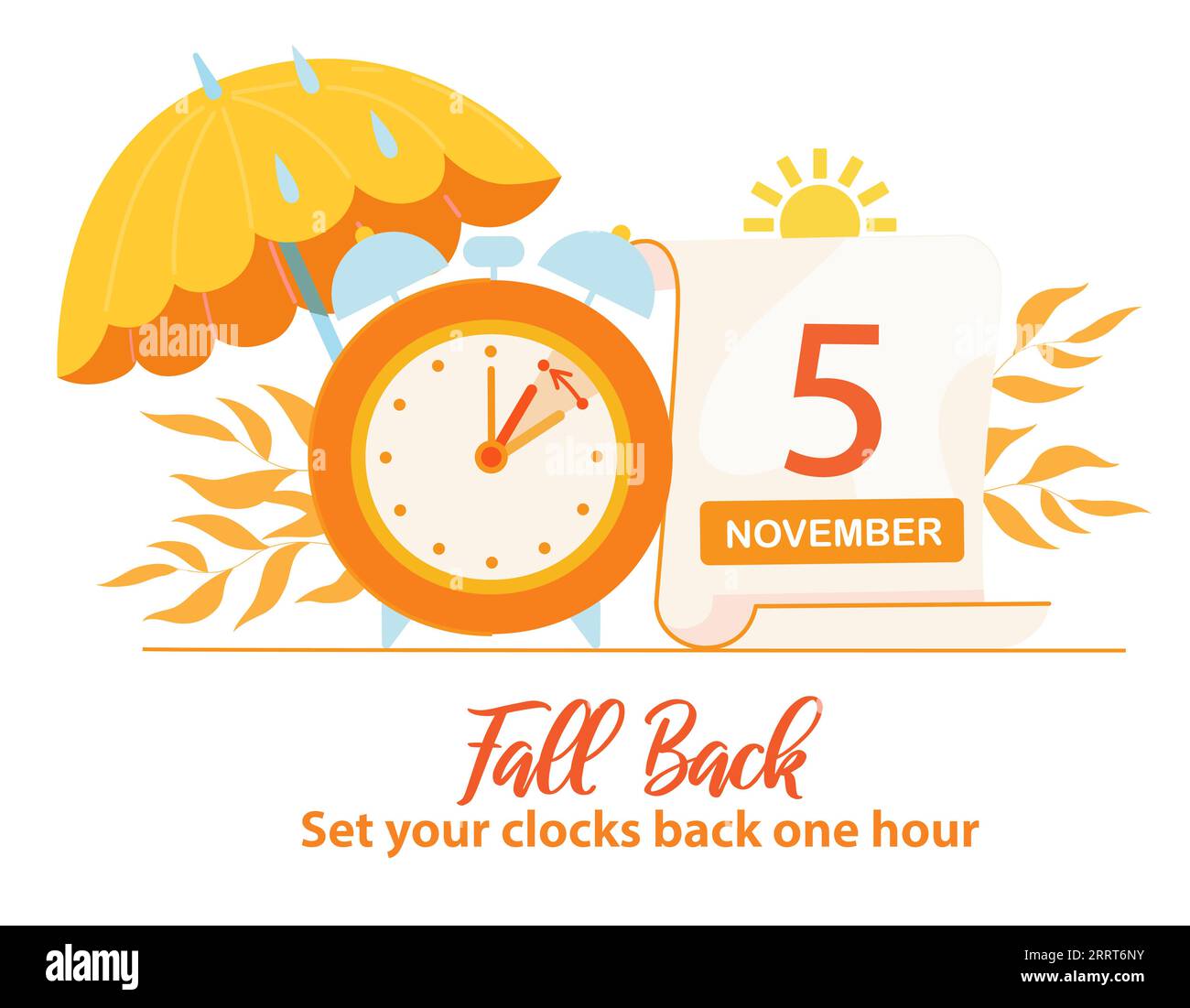 Daylight saving time ends 2023 fall back concept Vector Image