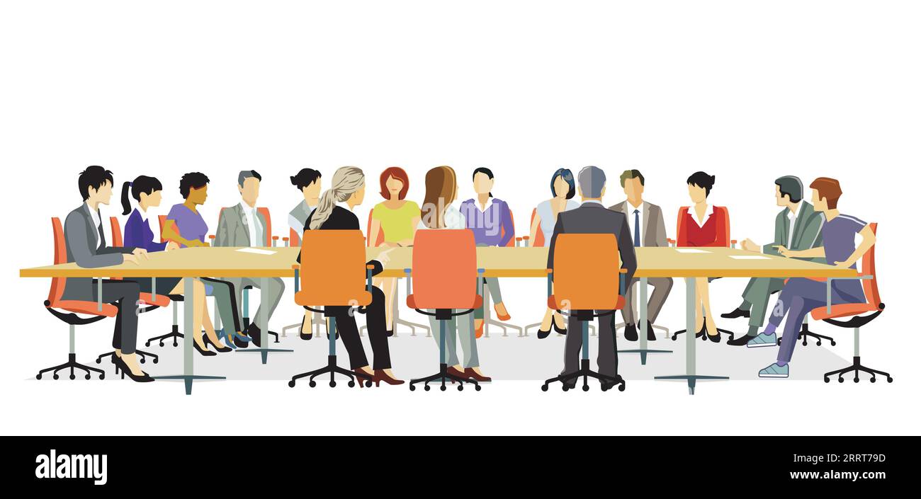 planning, discussion by employees illustration Stock Vector