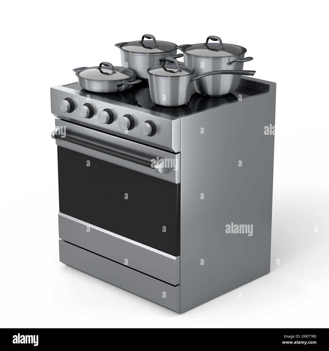 Frying pan and stewpot with glass lid on electric or gas stove cooker