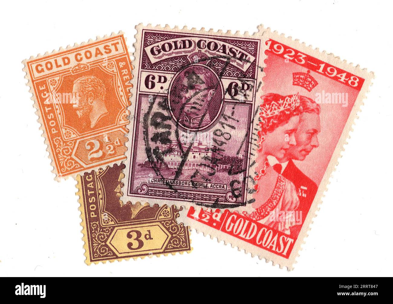 Vintage postage stamps from Gold Coast on a white background Stock ...