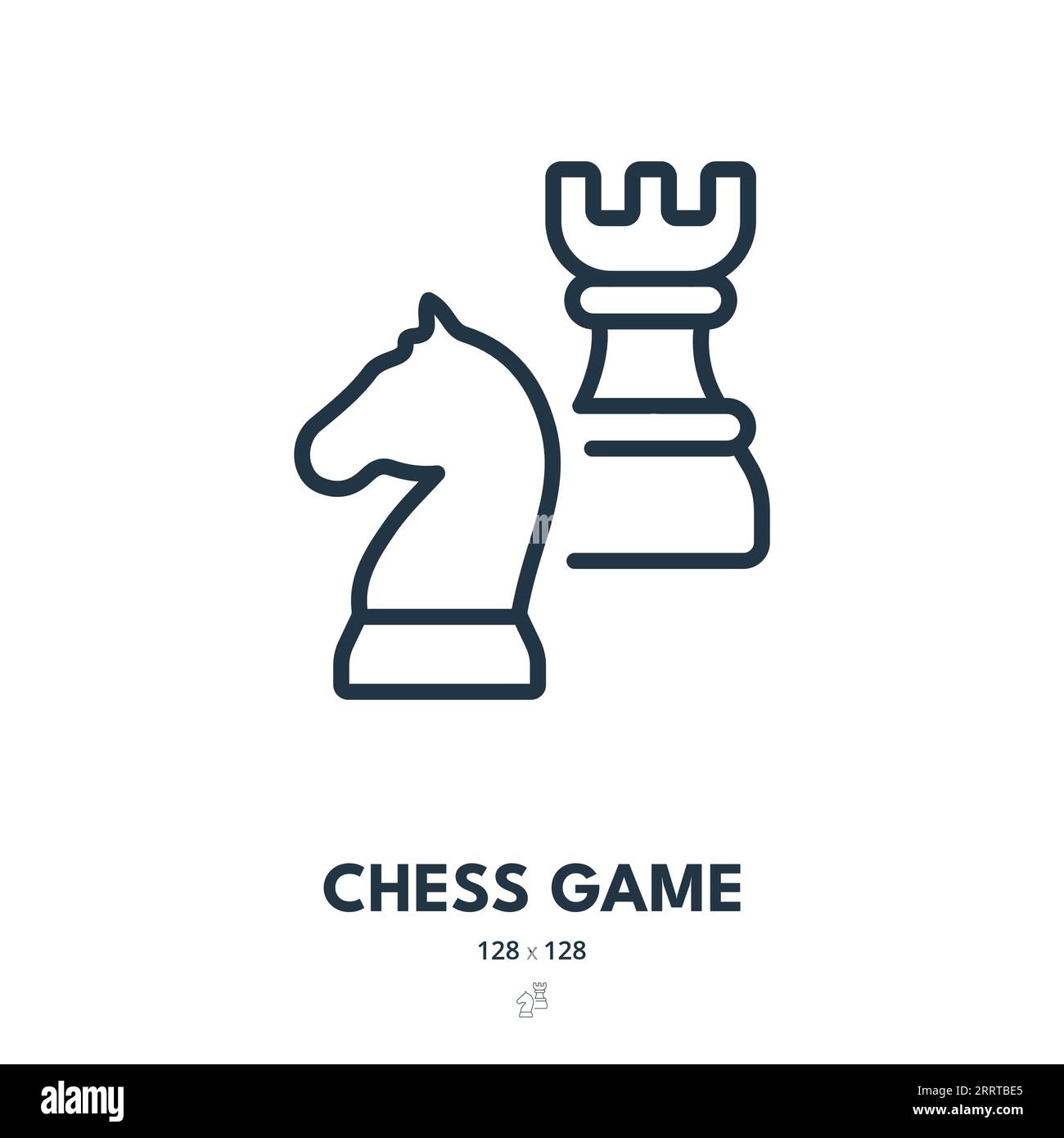 Chess Game Icon. Checkmate, Horse, Rook. Editable Stroke. Simple Vector Icon Stock Vector