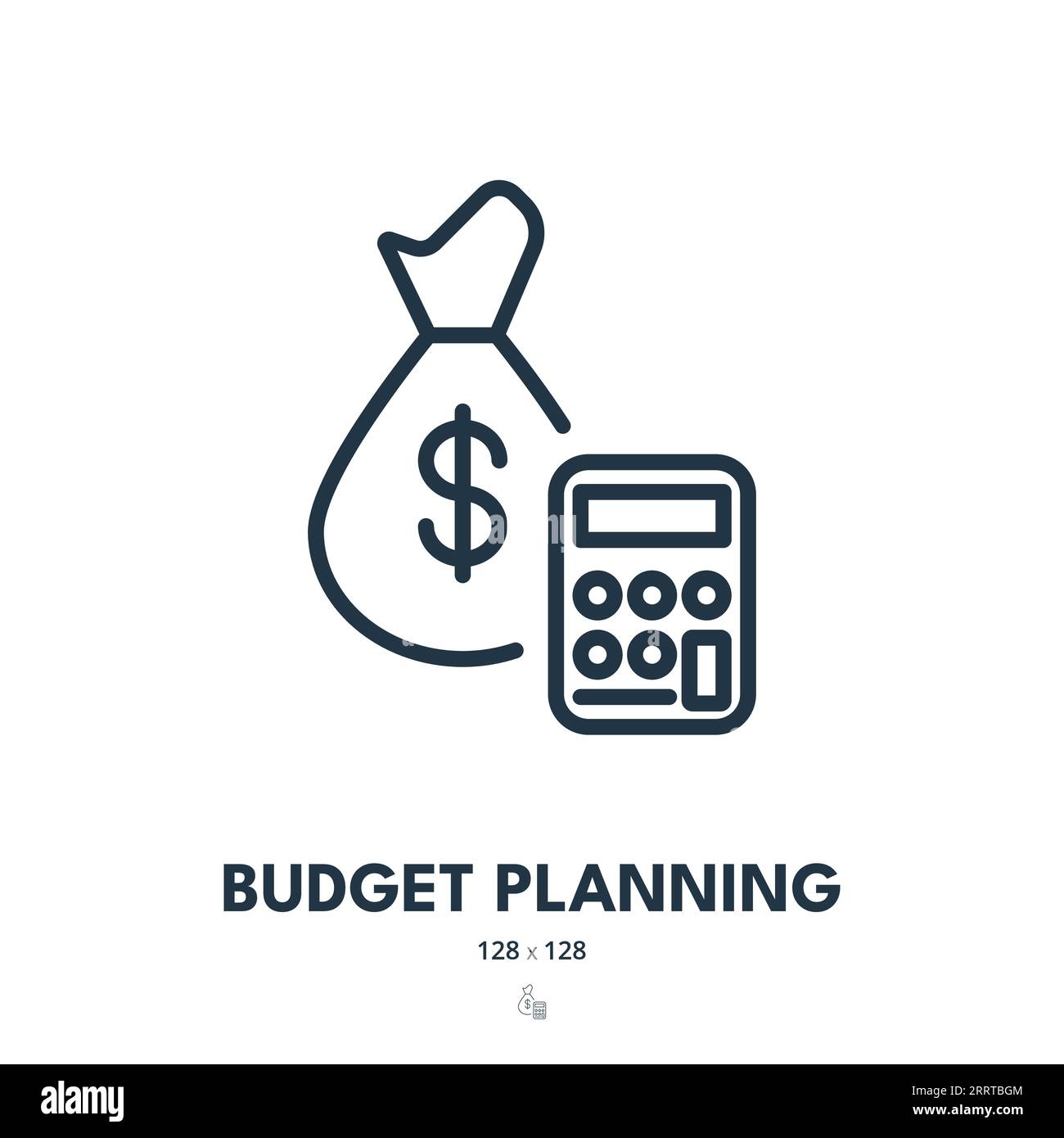 Budget Planning Icon. Finance, Plan, Calculation. Editable Stroke. Simple Vector Icon Stock Vector