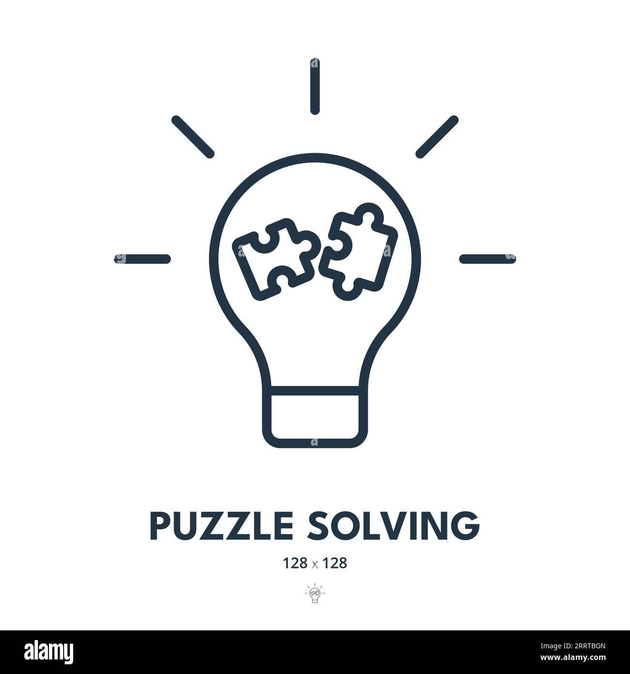 Puzzle Solving Icon. Jigsaw, Game, Solution. Editable Stroke. Simple Vector Icon Stock Vector