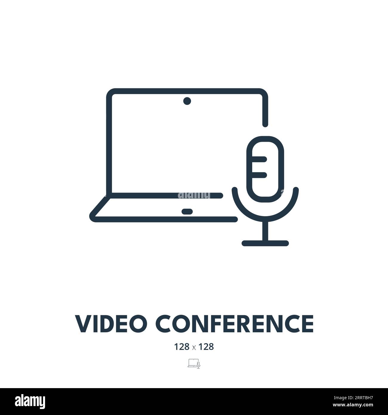 Video Conference Icon. Webinar, Video Call, Talk. Editable Stroke. Simple Vector Icon Stock Vector