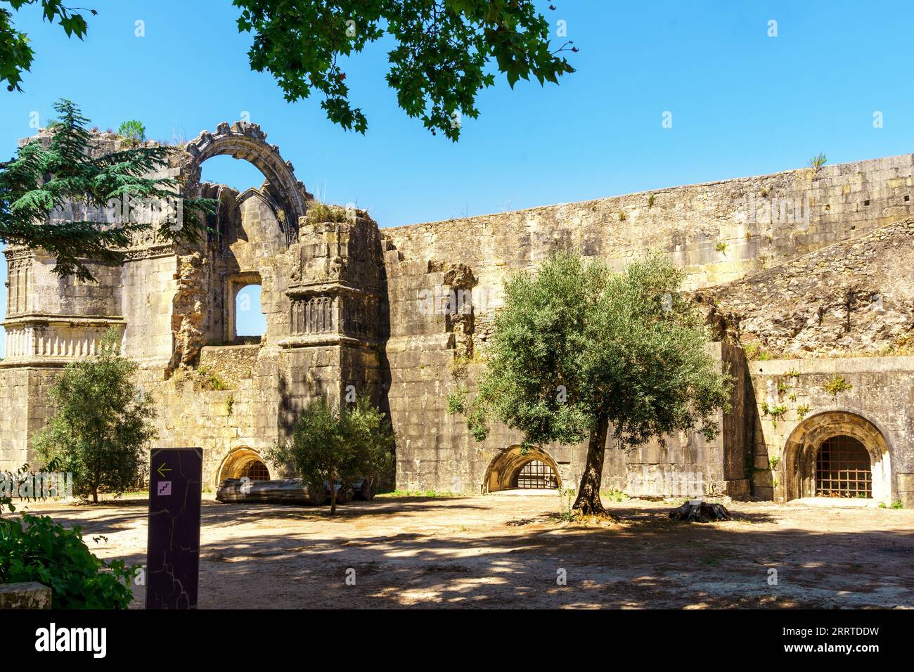 historical portuguese castle in tomar showing old stone walls and