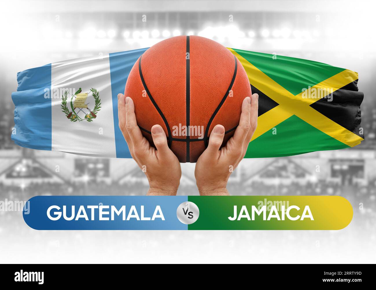 Guatemala vs Jamaica national basketball teams basket ball match competition cup concept image Stock Photo