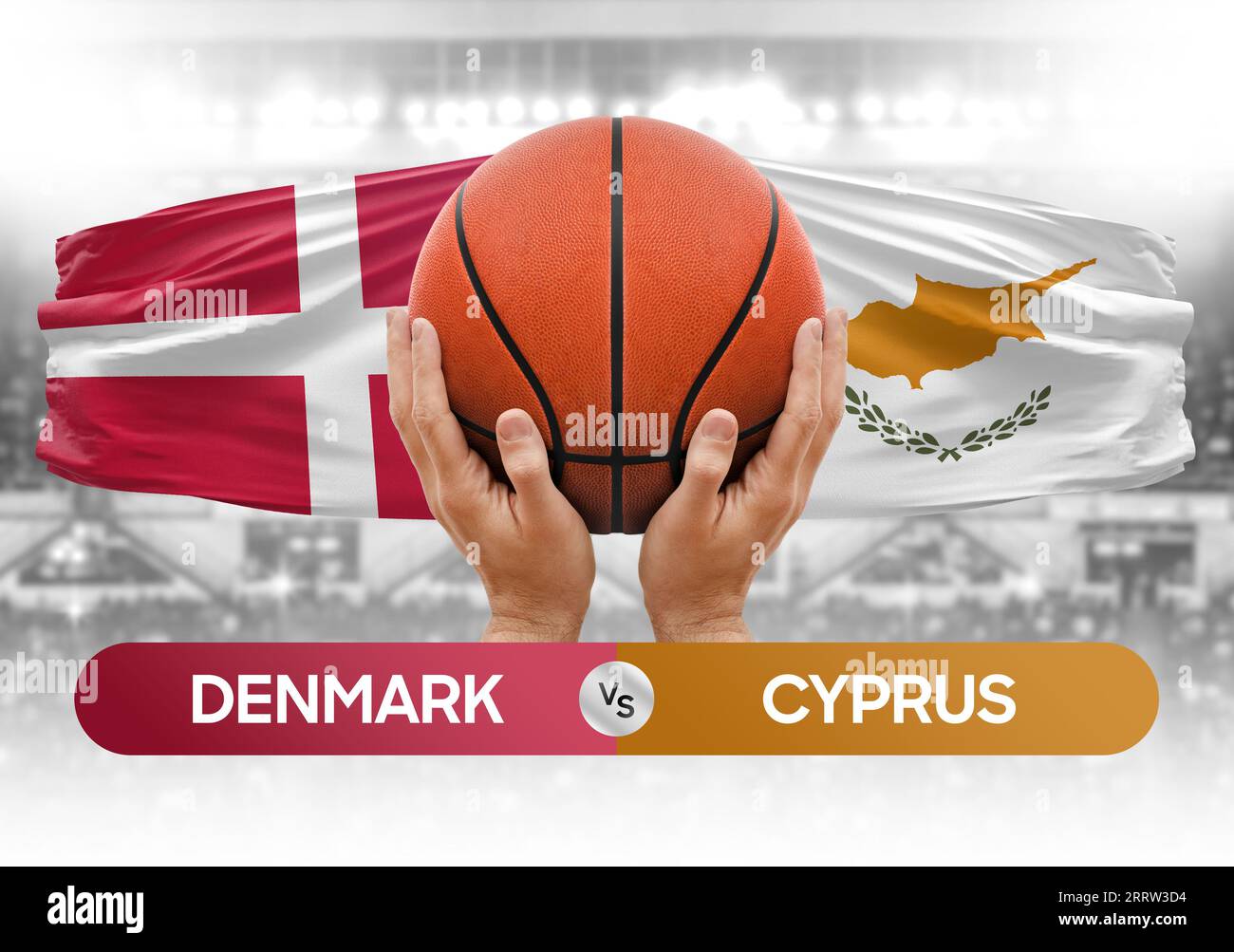 Denmark vs Cyprus national basketball teams basket ball match competition cup concept image