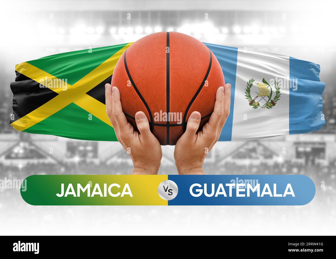 Jamaica vs Guatemala national basketball teams basket ball match competition cup concept image Stock Photo