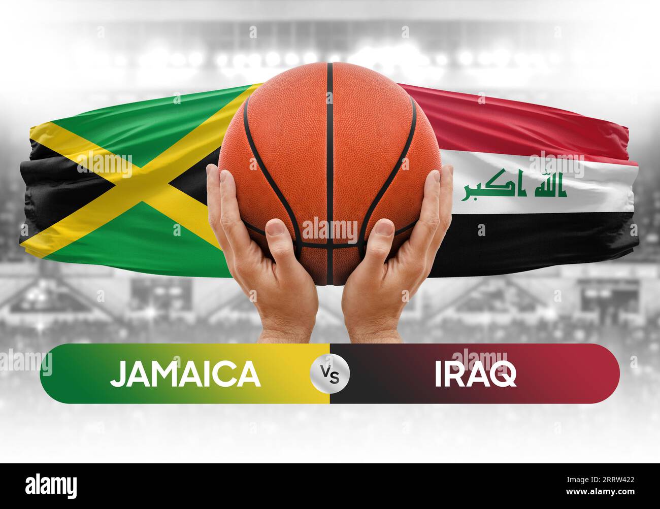 Jamaica vs Iraq national basketball teams basket ball match competition cup concept image Stock Photo