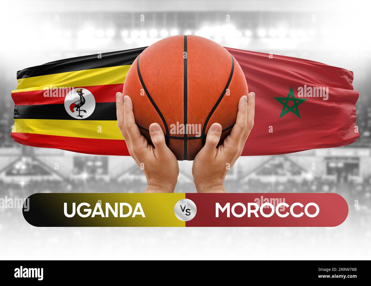 Uganda Vs Morocco National Basketball Teams Basket Ball Match Uganda Vs Morocco National Basketball Teams Basket Ball Match Competition Cup Concept Image 2RRW78B